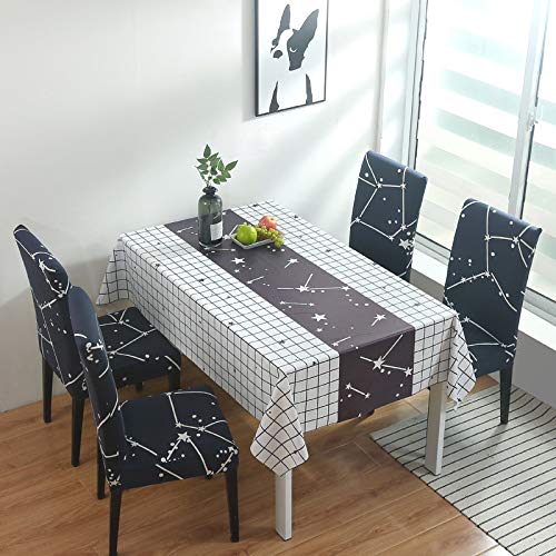 MAC LAWRENCE Dining Chair Cover with Table Covers for Kitchen Waterproof Dining Table Cloth (Blue Star, 140cm*160cm, 1 Table Cov
