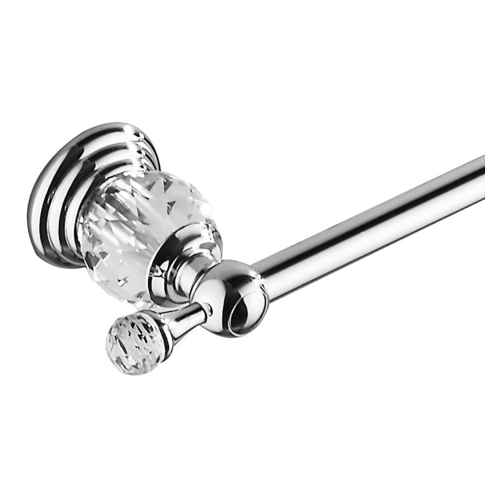 Wincase Chrome Towel Bar 24 Inch, Adjustable Crystal Towel Rack, Silver Single Towel Holder For Bathroom Wall Mounted Modern