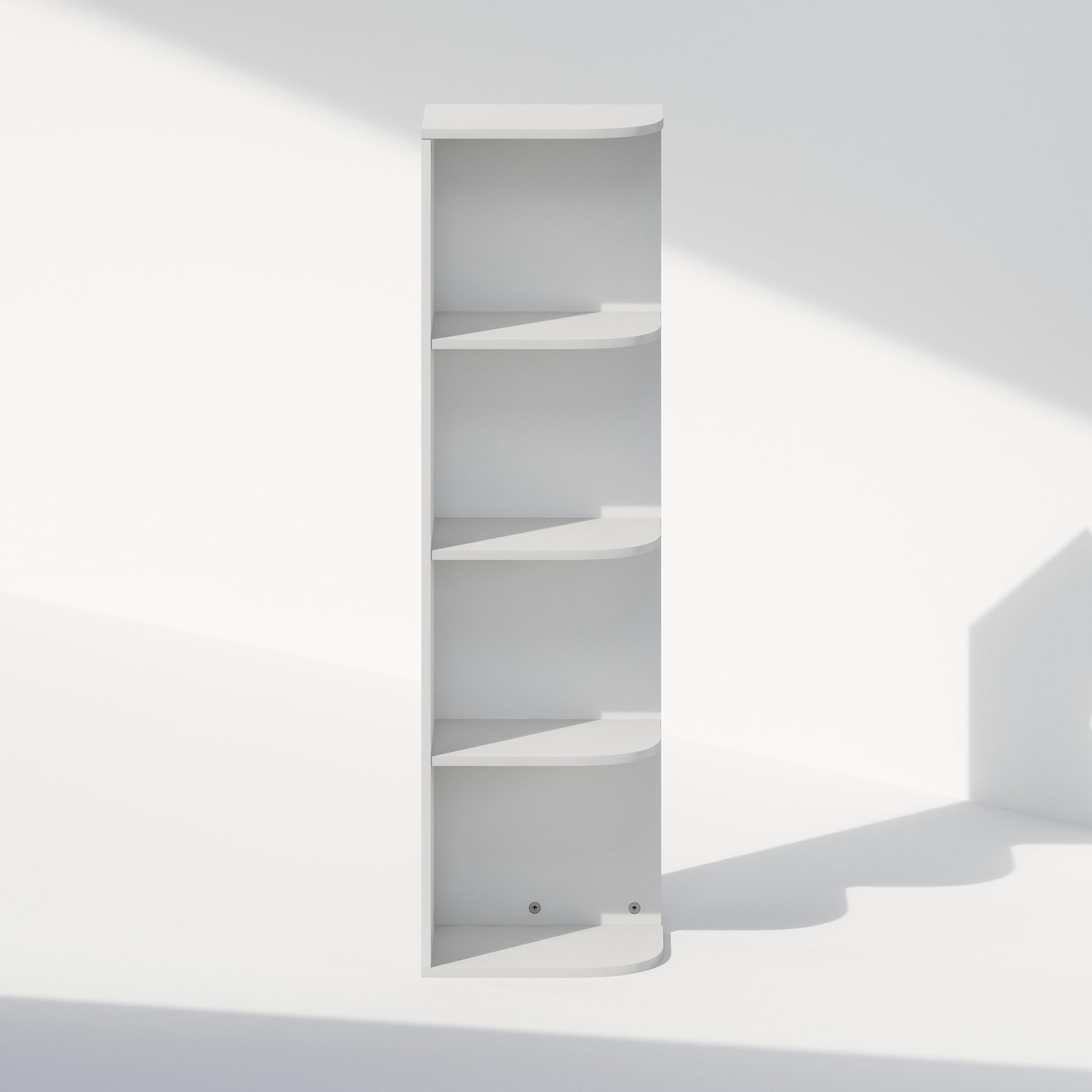 Furinno Reed 4-Tier Space Saving Corner Storage Display Shelf, White