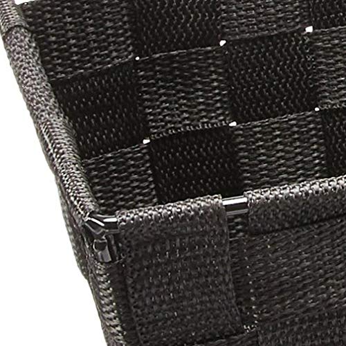 Whitmor Woven Strap Small Shelf Tote, 11.42"x6.5"x4.53", Black, Model 6581-2712-BLK, Durable Metal Material