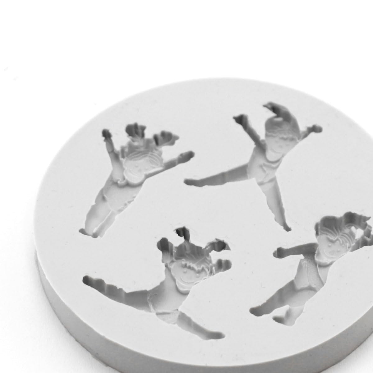 Katy Sue Miniature Gymnasts Silicone Mould For Cake Decorating & Crafts - Mould Size 80 X 75 X 10Mm Or 3.2 X 3 X 0.4 Inches