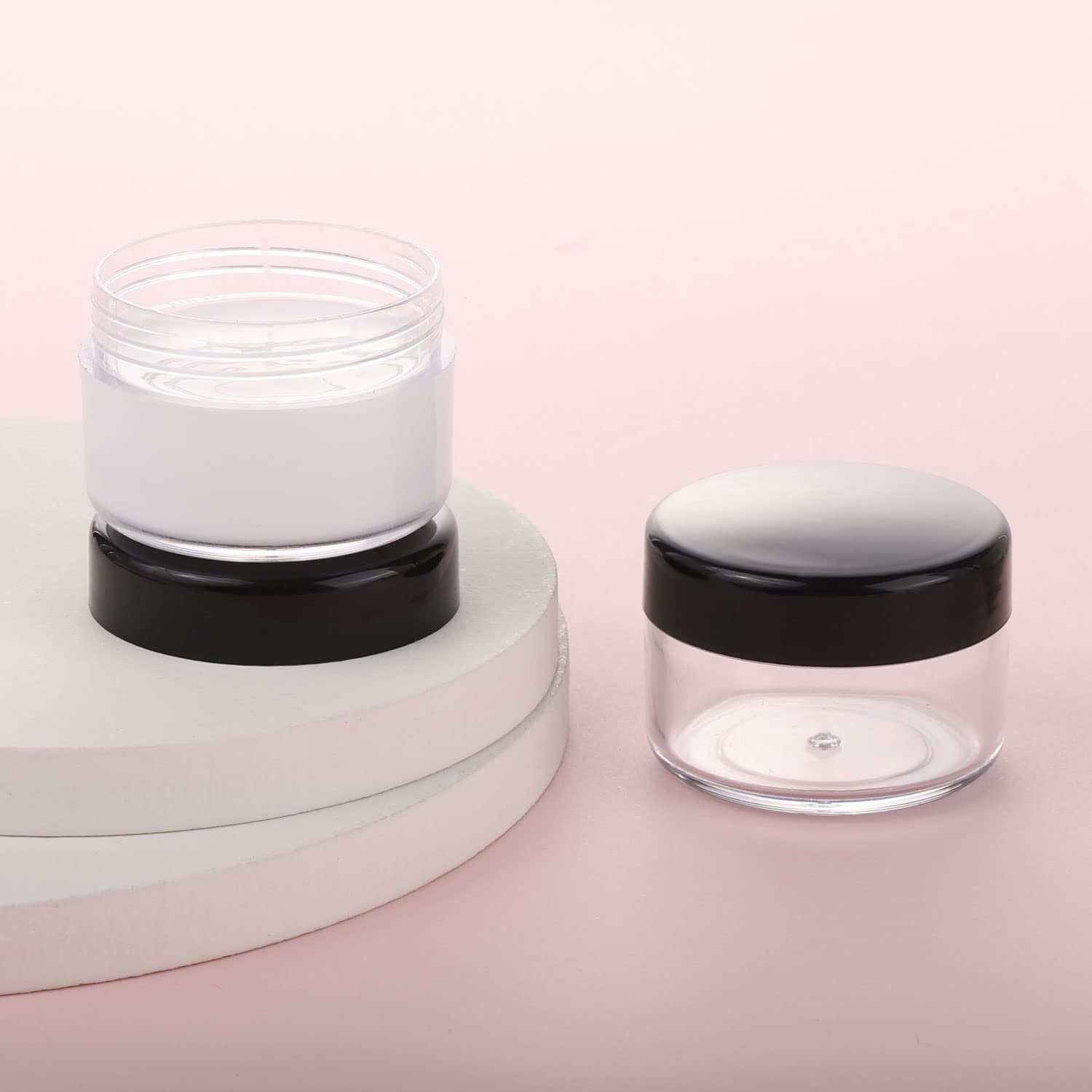 100 Pieces Small Sample Containers Makeup Jars 15 Gram Cosmetic Containers With Lids Plastic Jars Black Traveling Jars Empty Bot