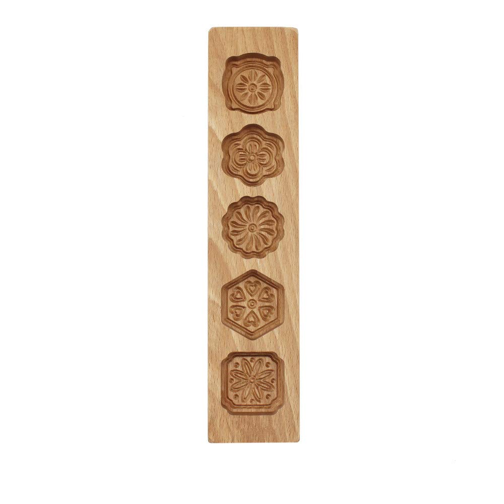 Mould Press,5 Flower Environmental Wooden Muffin And Mooncake Cups Handmade Soap Molds Biscuit Chocolate Ice Cake Candy,Cake Pan