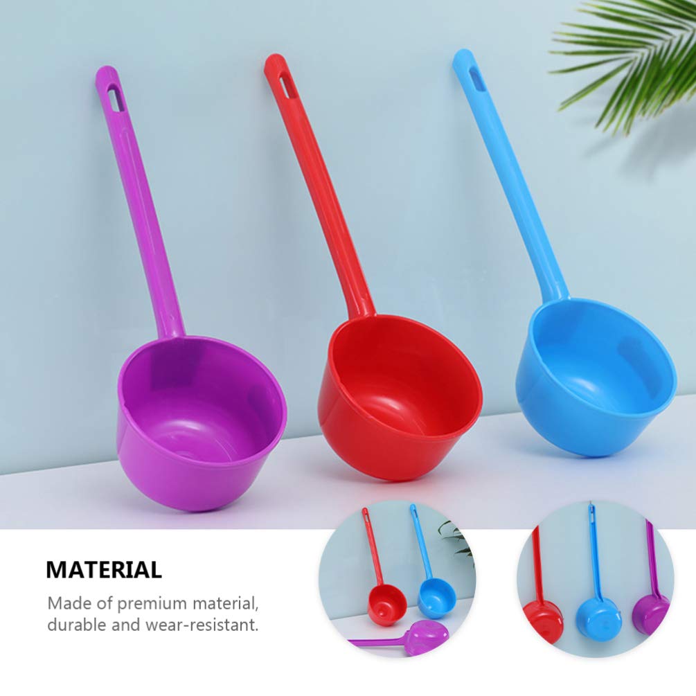 Sherchpry Plastic Ladle 10 Inch Plastic Water Ladle, 3Pcs Long Handle Water Ladle, Bathroom Water Scoop Cup, Bathing Ladle Conta
