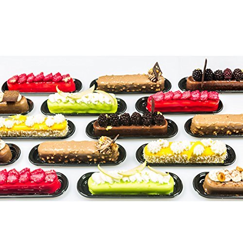 Silikomart Vassoi Fashion Eclair Black Plastic Trays Only For Fashion   Clair 80 Mold; Set Of 100 Trays