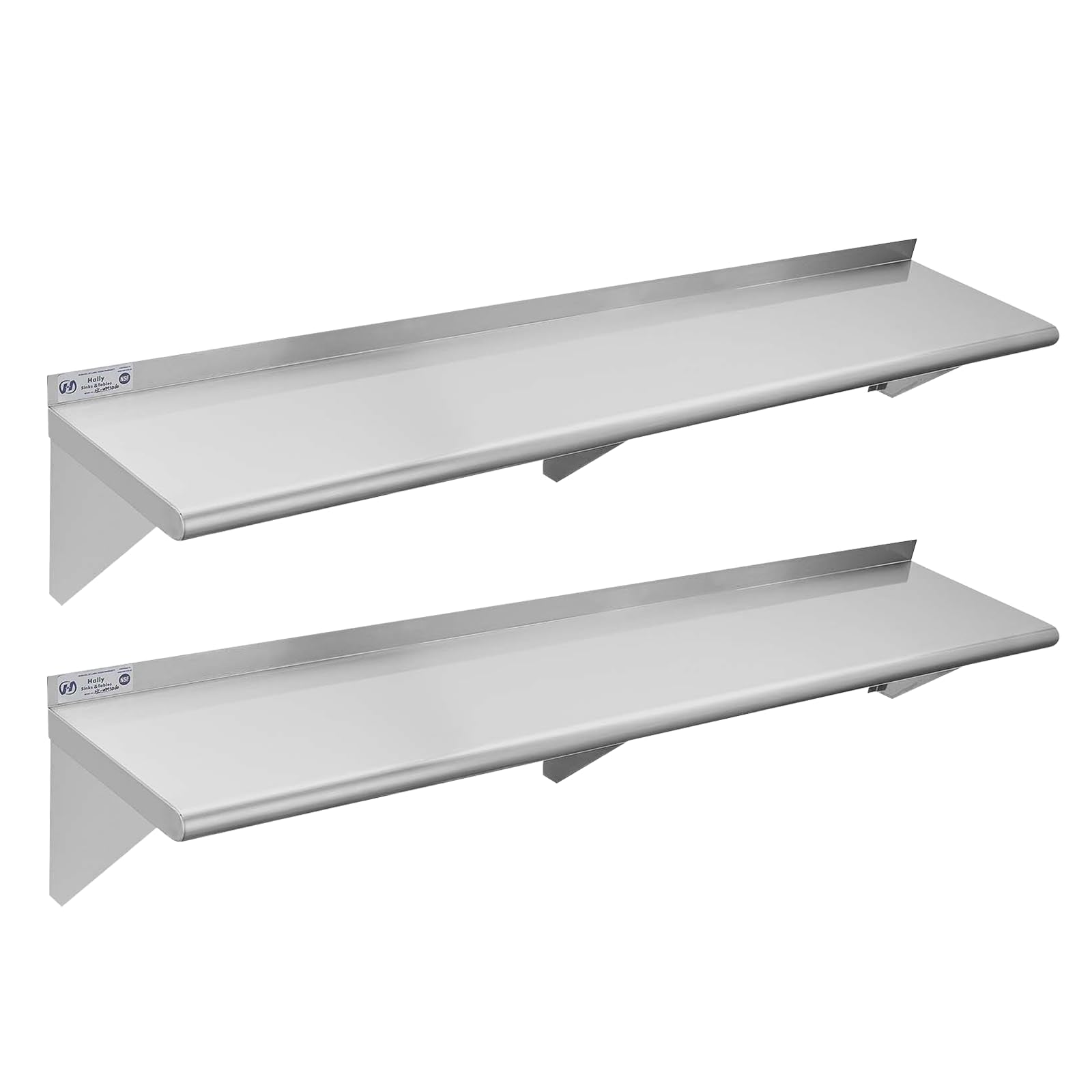Hally Stainless Steel Shelf Wall Mounted Metal Shelf Wall Shelf 12 x 60 NSF Heavy Duty 315 lb Capacity, Commercial Wall Mounted 