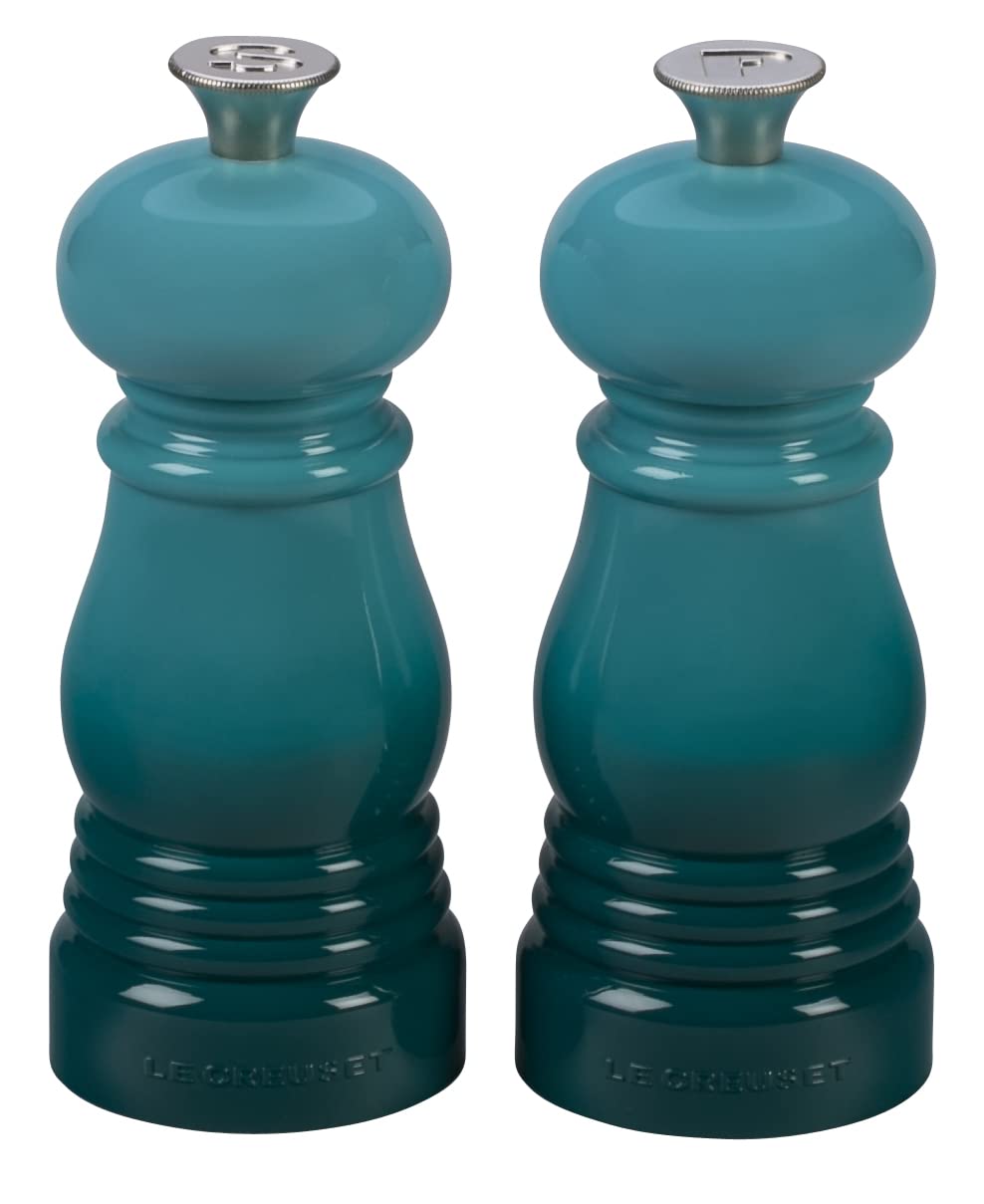 Le Creuset Petite Salt And Pepper Mill Set, 5'' X 2'' Each, Caribbean, Small