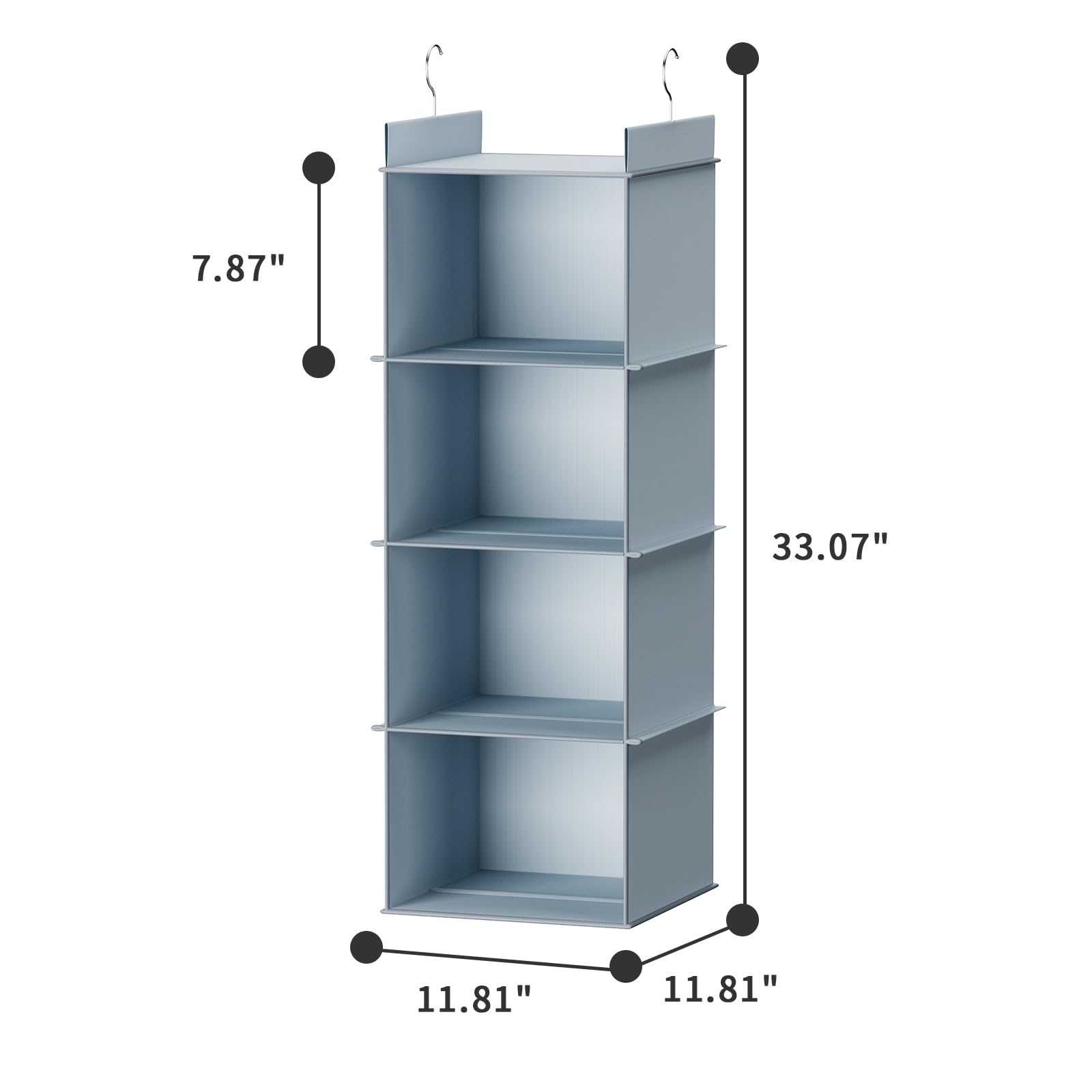 Youdenova Hanging Closet Organizer, 4-Shelf Closet Hanging Shelves, Grey