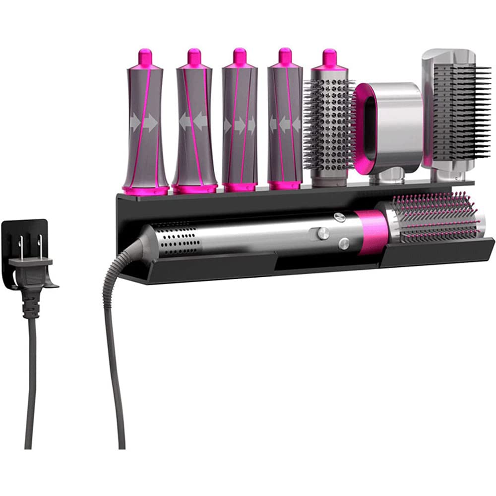 Wall Mount Holder For Dyson Airwrap Styler Hair Curling Iron Wand Barrels And Brushes Storage Stand Rack With Cord Organizer Acr