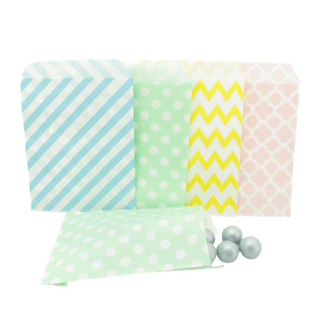 Food With Fashion Easter Paper Party Favor Bags | 100 Pack | Pastel Colored Party Favors And Decorations