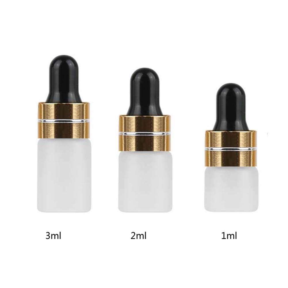 50Pcs 2Ml Mini Translucent Frosted Glass Dropper Bottle Sample Vial Jar Empty Refillable Cosmetic Essential Oil Bottle Container
