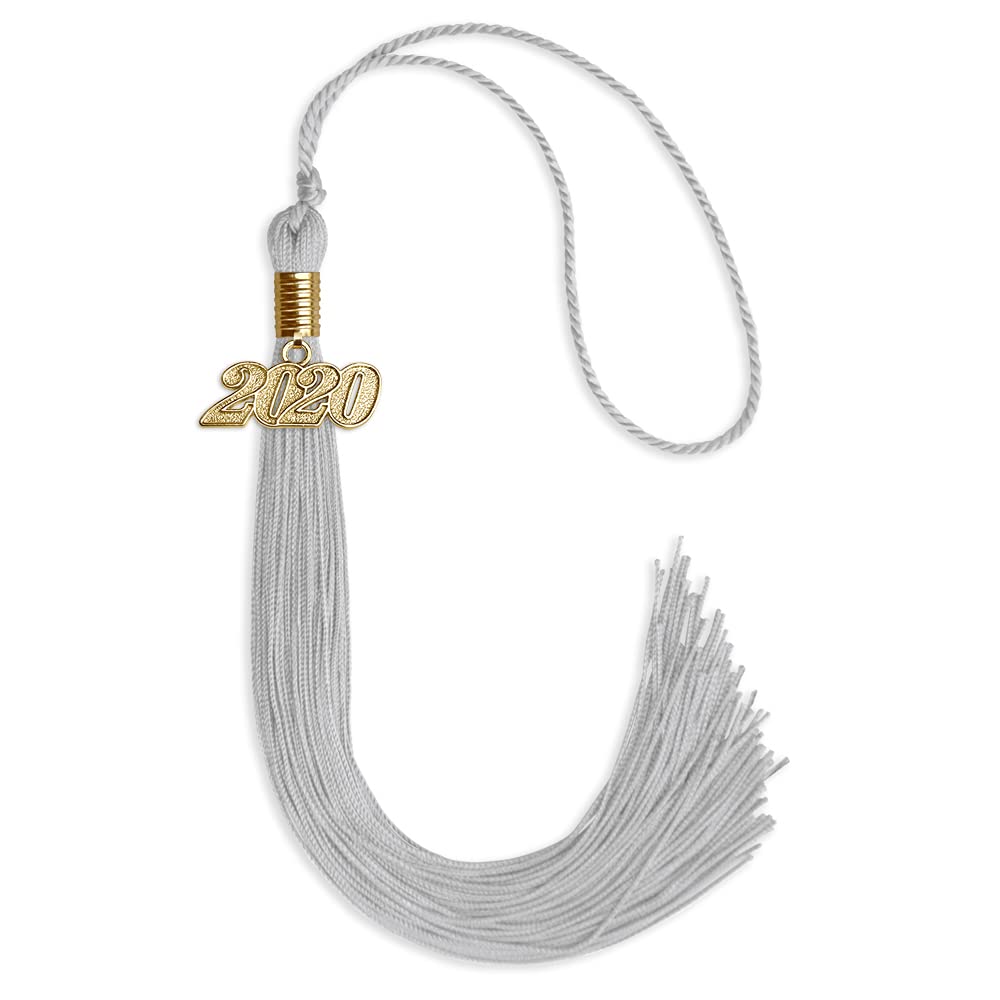 Endea Graduation Single Color Tassel with Gold Date Drop (Silver, 2020)