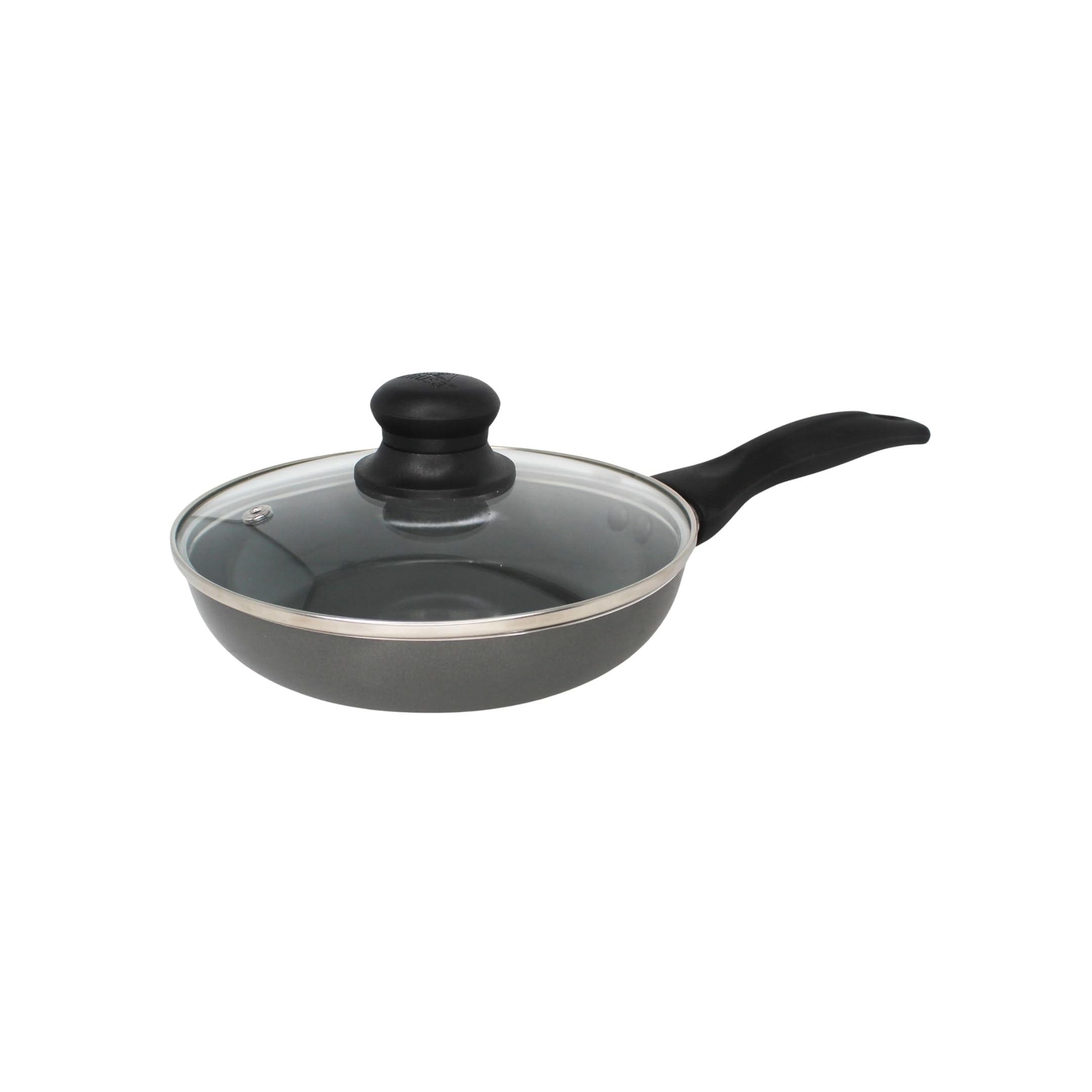 IMUSA 7in Chef-Cera Aluminum Gray Ceramic Fry Pan with Glass Lid and Cool Touch Handle, Gray