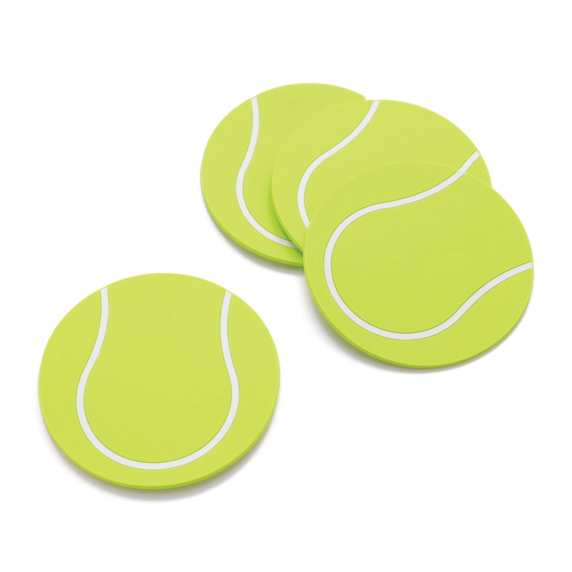 Upware Silicone Coasters For Drinks Set Of 4 Non Slip Anti Stain Heat Resistant Durable Reusable Silicone Drink Coasters (Tennis