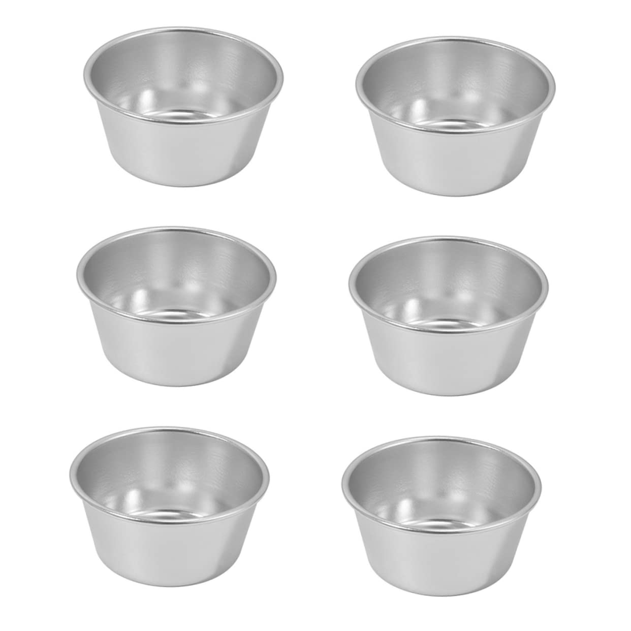 Cabilock 6Pcs Pudding Cup Circle Cake Pan Mini Baking Pans Stainless Steel Muffin Pan Single Cupcake Pan Pudding Molds Cups Egg