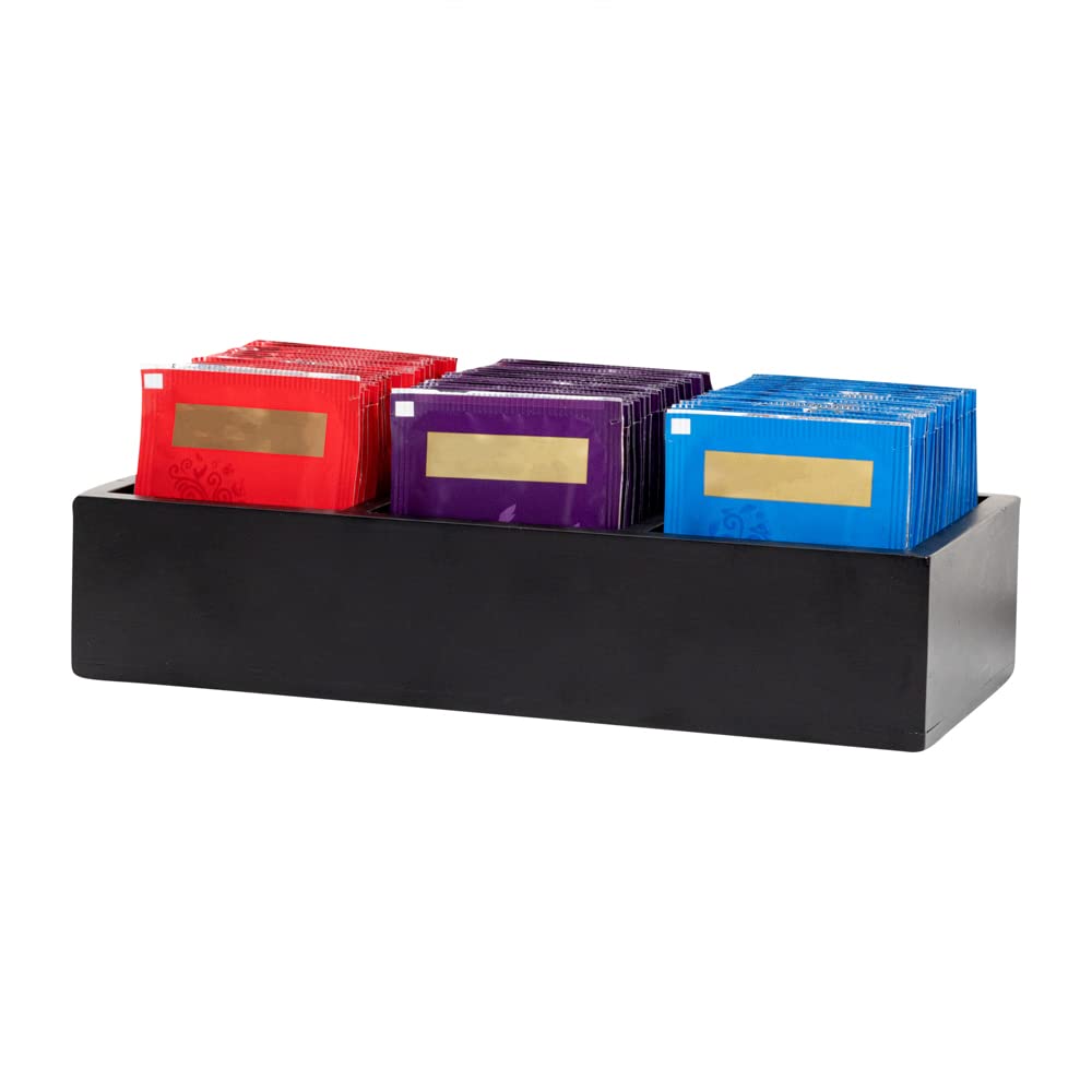 Restaurantware 9.5X4.25X2 Inch Coffee Condiment Organizer,1 Rectangle Creamer Organizer-3 Compartments,Break-Resistant,Black Bam