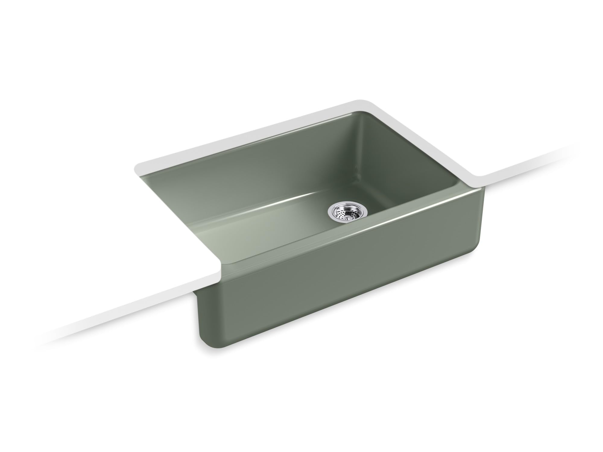 KOHLER K-5826-42 Whitehaven Undermount Single-bowl Farmhouse Kitchen Sink, 33 1/2, Aspen Green