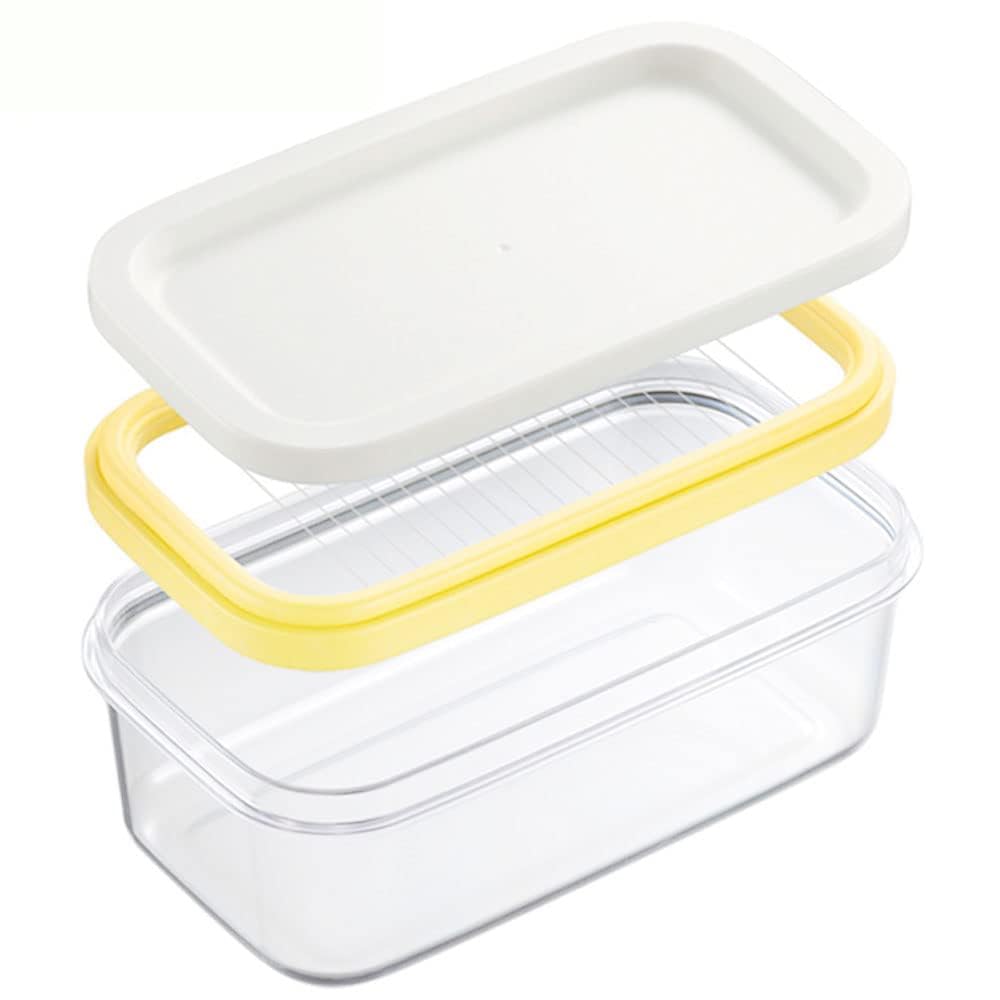 UNIVIVO Plastic Butter Cutter Slicer, Butter Dish Container with Lid for Fridge, Easy Cutting Two 4oz Sticks Butter(Not Airght, 