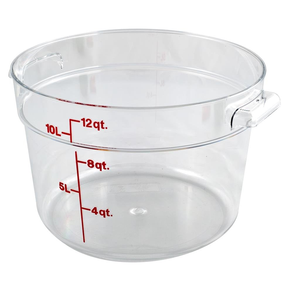 Cambro Food Storage Container (6 Pack) - Round Series - 12 QT (Quart) - Commercial Grade for Food Prep (Clear)