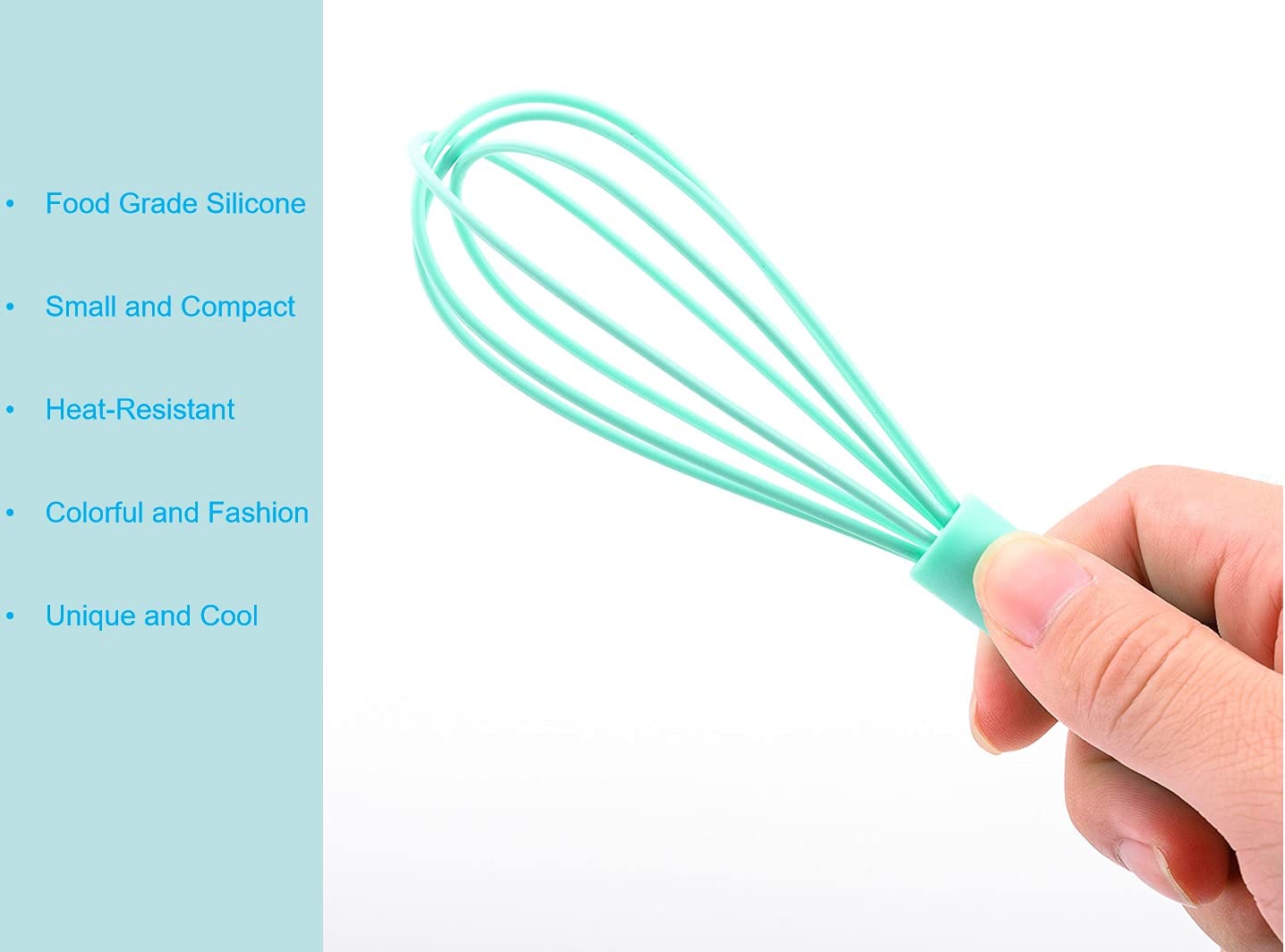 WinAimer Mini Silicone Whisk Set - 3 Pcs Colorful Egg Beaters, 6.7" x 1.6", Pink/Blue/White Kitchen Utensils for Cooking