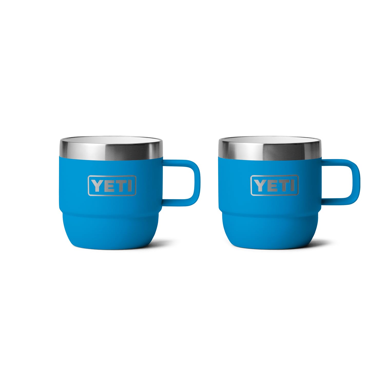Yeti Rambler 6 Oz Stackable Mug, Stainless Steel, Vacuum Insulated Espresso/Coffee Mug, 2 Pack, Big Wave Blue
