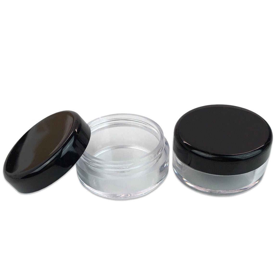 Beauticom 5G/5Ml Round Clear Jars With Black Lids For Makeup, Lotion, Creams, Eyeshadow, Cosmetic Product Samples (Quantity: 100