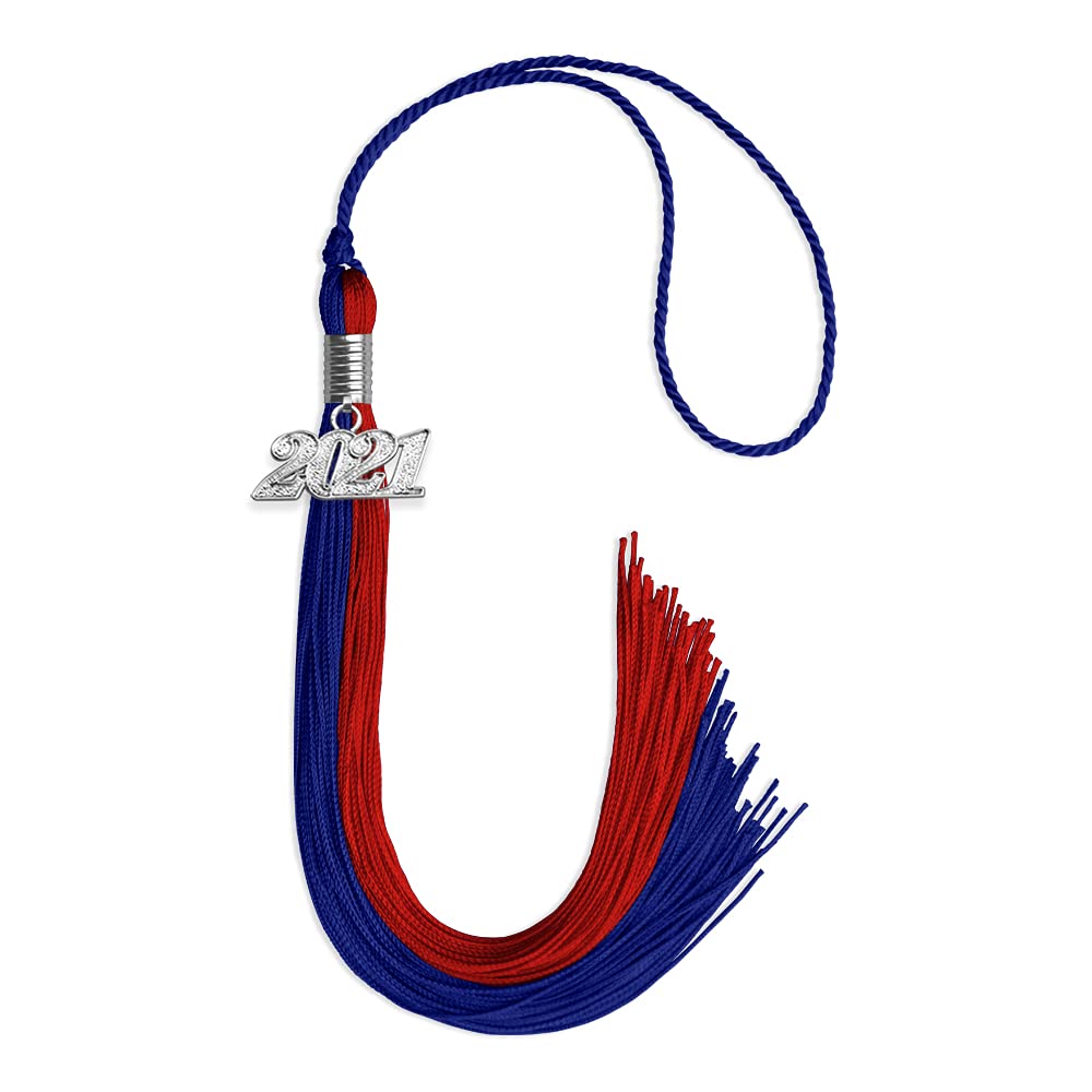 Endea Graduation Double Color Tassel with Silver Date Drop (Royal Blue/Red, 2021)