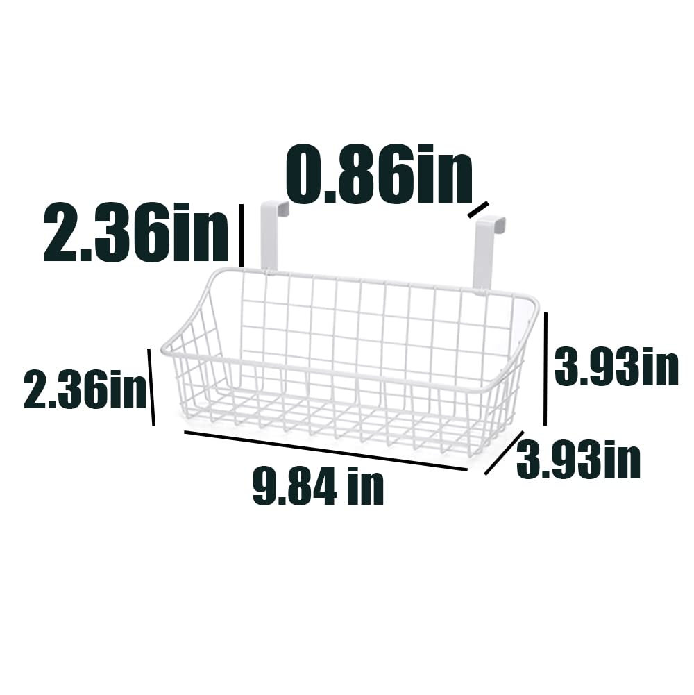 Lelecat White Basket With Hook Grid Storage Basket, Hang It Behind A Door Or On A Railing,Over The Cabinet Door,1 Pack