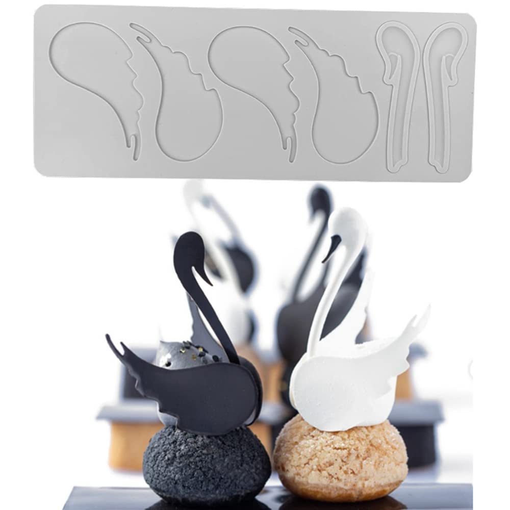 3D Hollow Leaf Fondant Lace Mold Multi Leaves Flower Candy Mold Chocolate Sugar Craft Cake Decoration Cupcake Top (K Swan_8.92 *