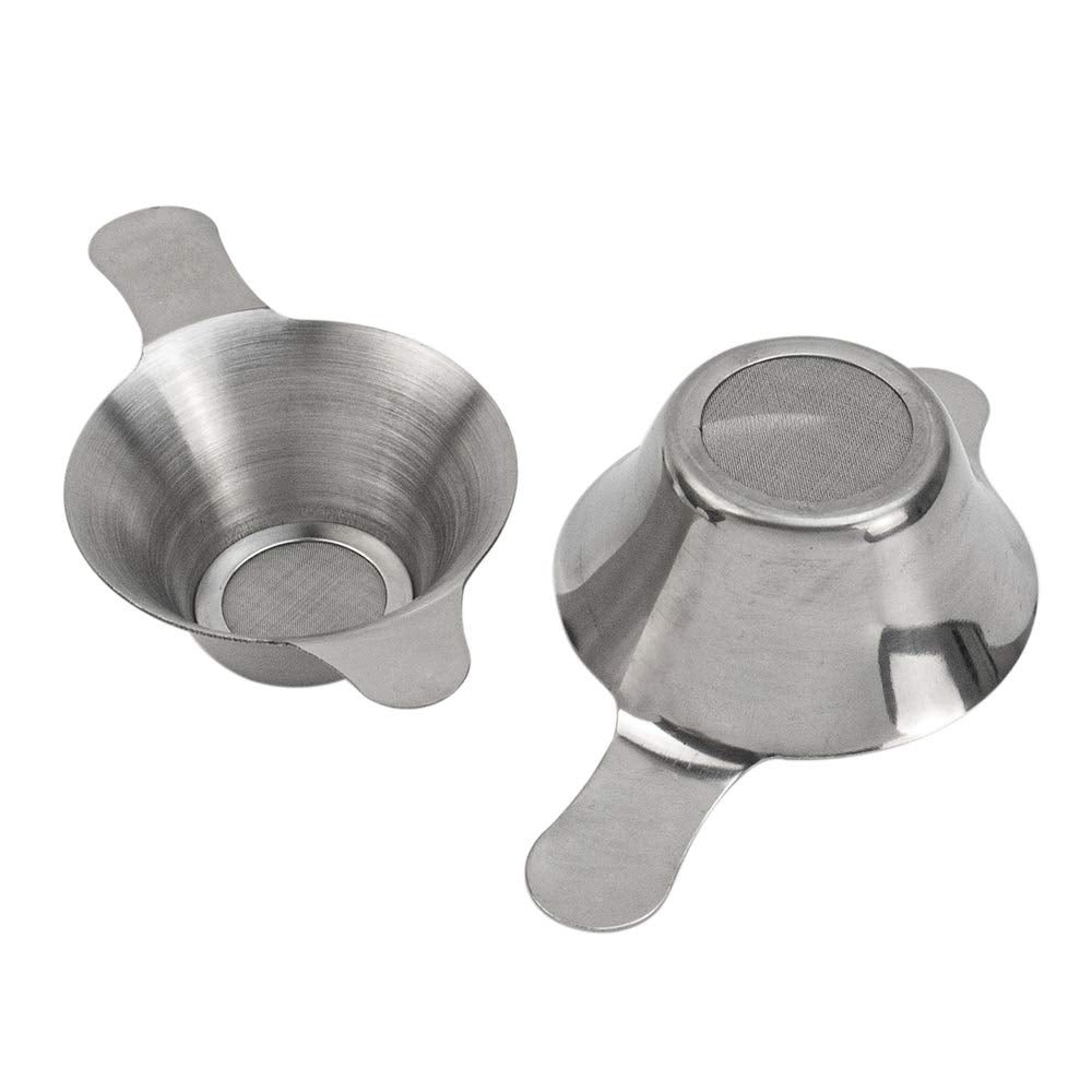 Auear, 2 Pack Different Size Stainless Steel Mini Strainer Fine Mesh Tea Funnel Tea Coffee Filter With Double Handles