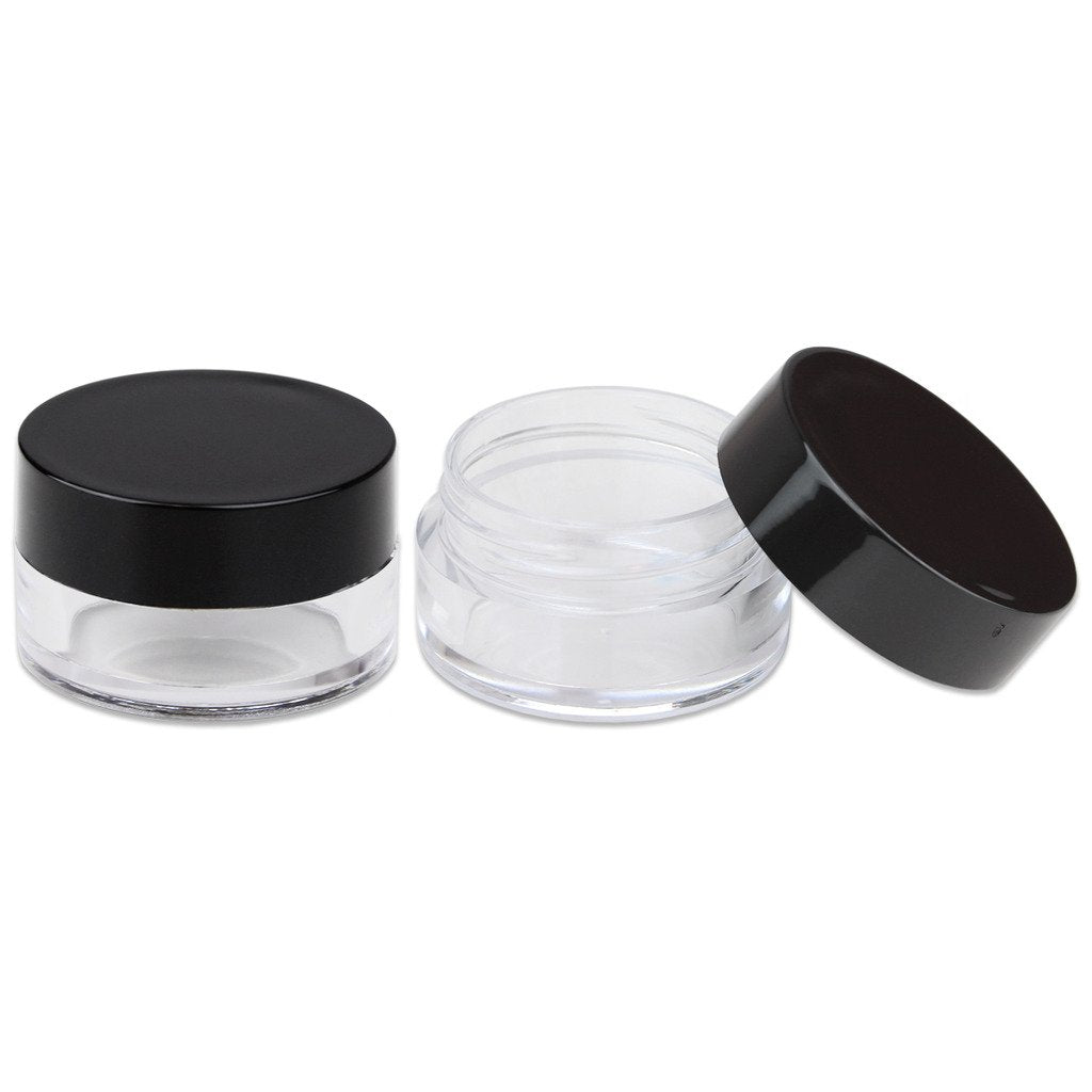 50 Jars - Beauticom High-Graded 5 Grams/5 Ml Bpa Free Thick Clear Acrylic No Leak Plastic Empty Containers With Black Lid For Co