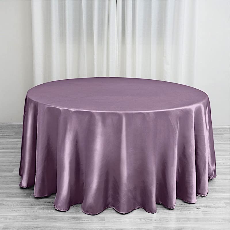 Balsacircle 120 Inch Amethyst Satin Round Tablecloth Table Cover Linens For Wedding Table Cloth Party Reception Events Kitchen D