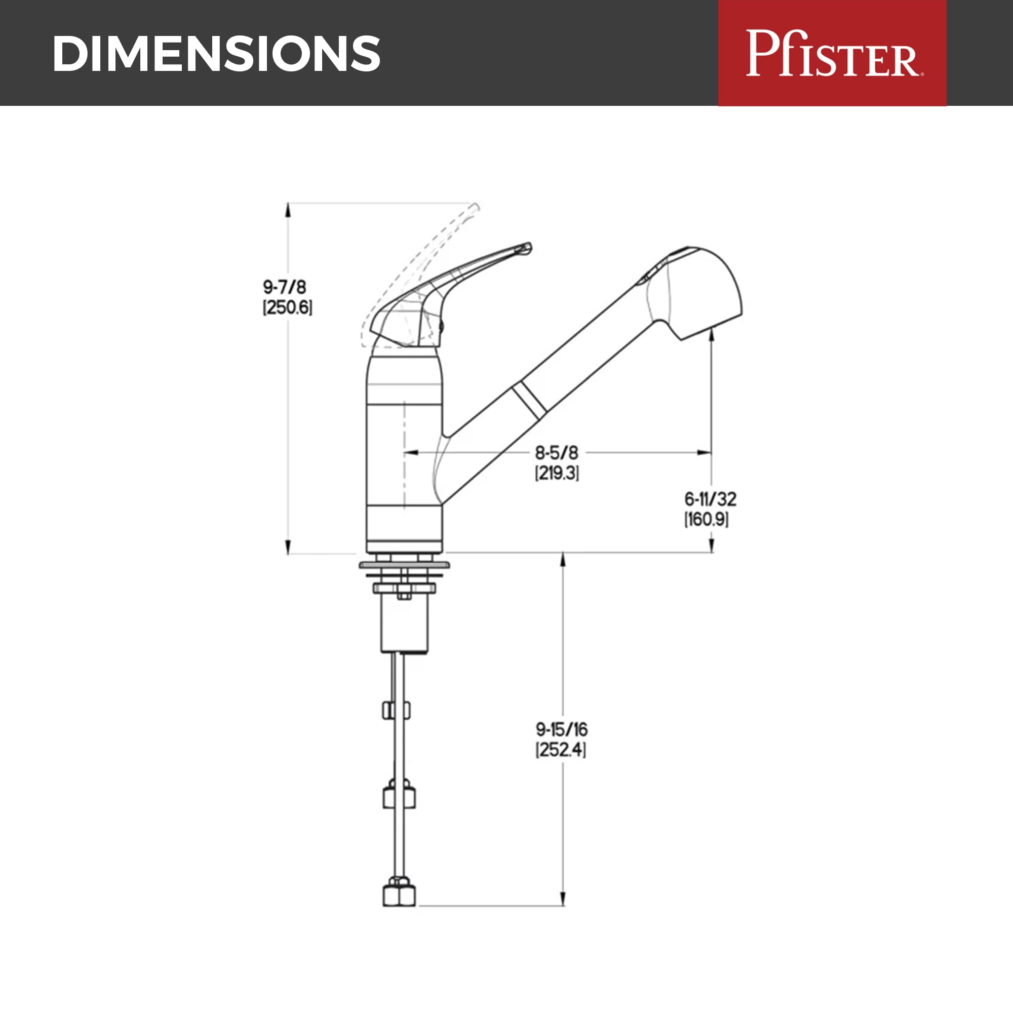 Pfister G13310Cc Pfirst Series 1-Handle Pull-Out Kitchen Faucet In Polished Chrome, Water-Efficient Model