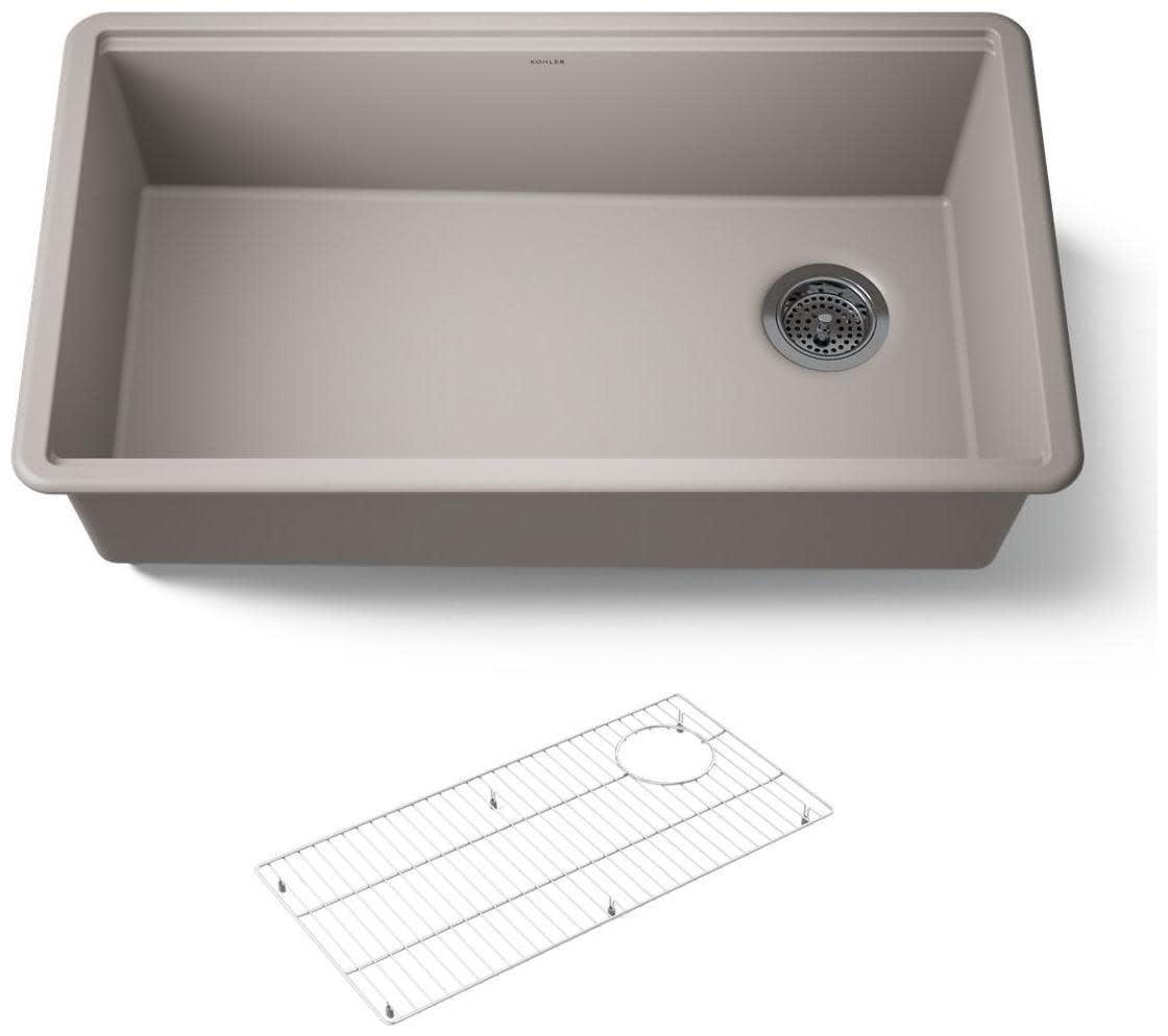 KOHLER Billings 32-1/2 Undermount Kitchen Sink, Single-Bowl Sink, Neoroc, K-33710-CM3, Matte Taupe