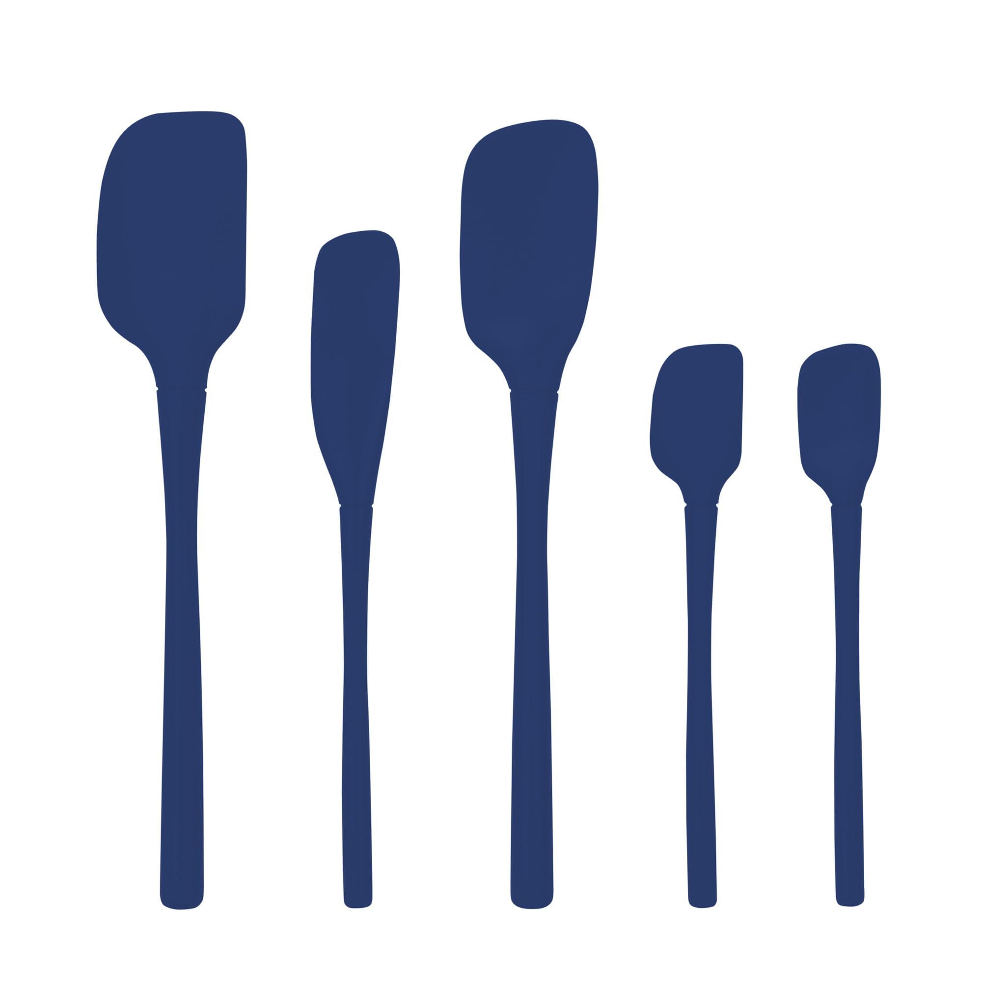 Tovolo FlexCore AllSilicone Set Of 5 Spatulas (Deep Indigo)  Kitchen Utensils & Gadgets Essential For Baking, Cooking, Grilli