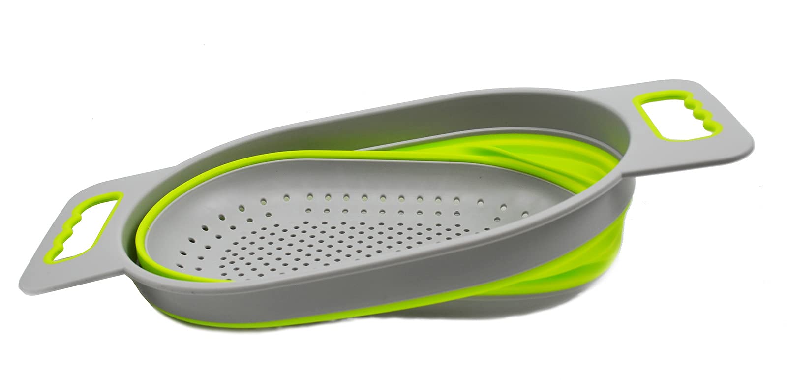 Sammart 5L (1.3 Gallon) Over The Sink Oval Colander (1, Grey/Fluorescent Green)