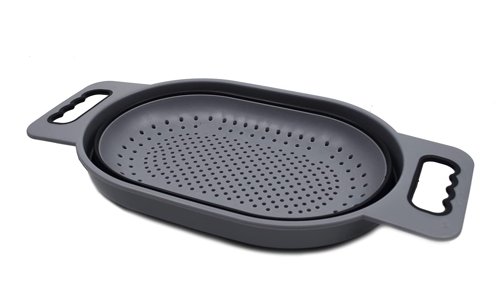 Sammart 5L (1.3 Gallon) Over The Sink Oval Colander (1, Dark Grey/Black)