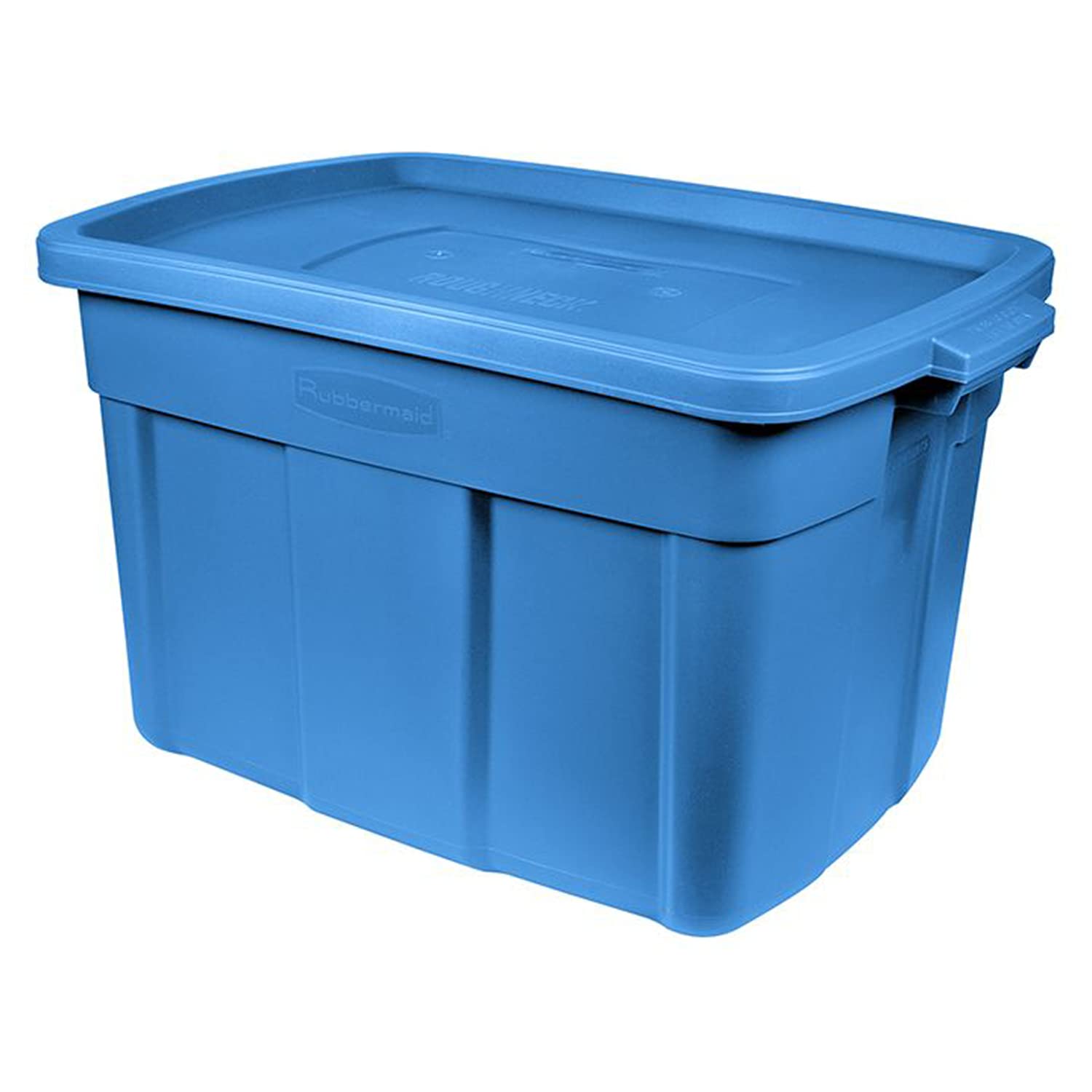 Rubbermaid Roughneck Tote 18 Gal - 6 Pack Made In The Usa Heritage Blue, Rugged Plastic Stackable Storage Tote With Lid And Hand