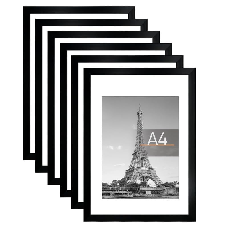 Maurvish Amazing Arts A4 Frame, A4 Picture Frame Set Of 6, A4 Size Photo Frame, Display Pictures Frames, Wall Gallery Poster Fra