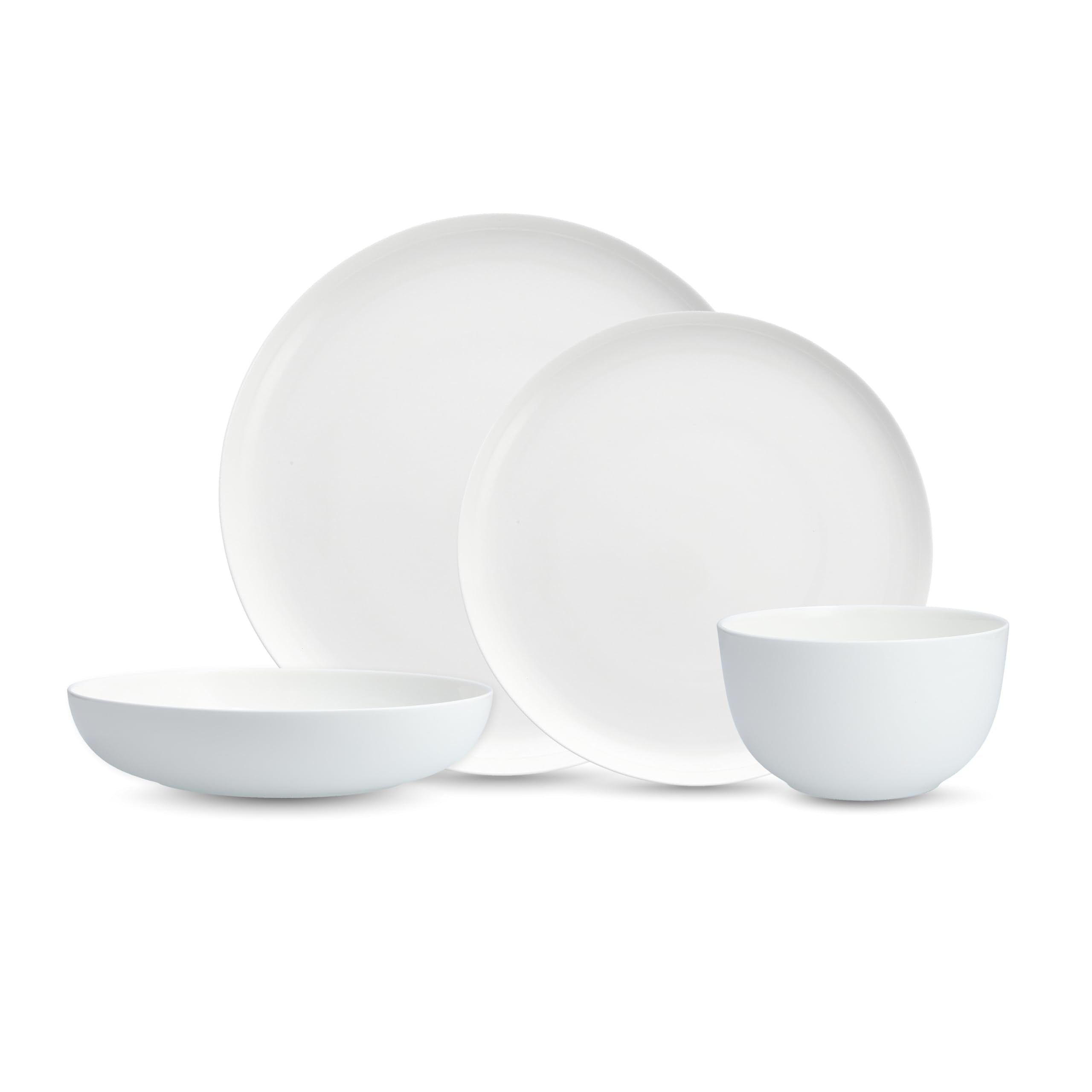 Eater x Zwiesel Fortessa Forma Fine China, 16 Piece Dinnerware Set (Service for 4), White