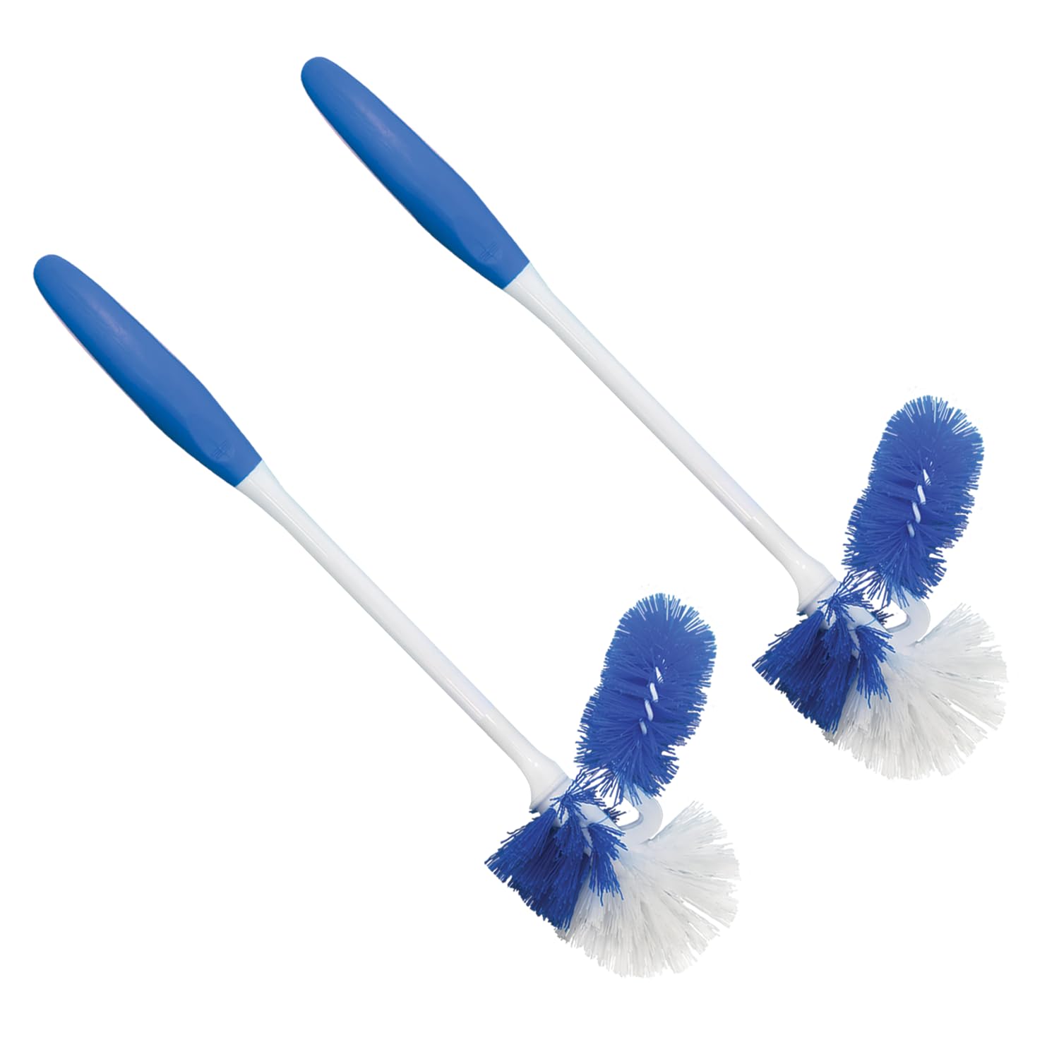 LOLA Classic Toilet Brush w/Under-The-Rim Scrubber, 2 Pack, Deep Cleans The Entire Toilet Bowl, Non-Slip Handle w/Rubber Comfort