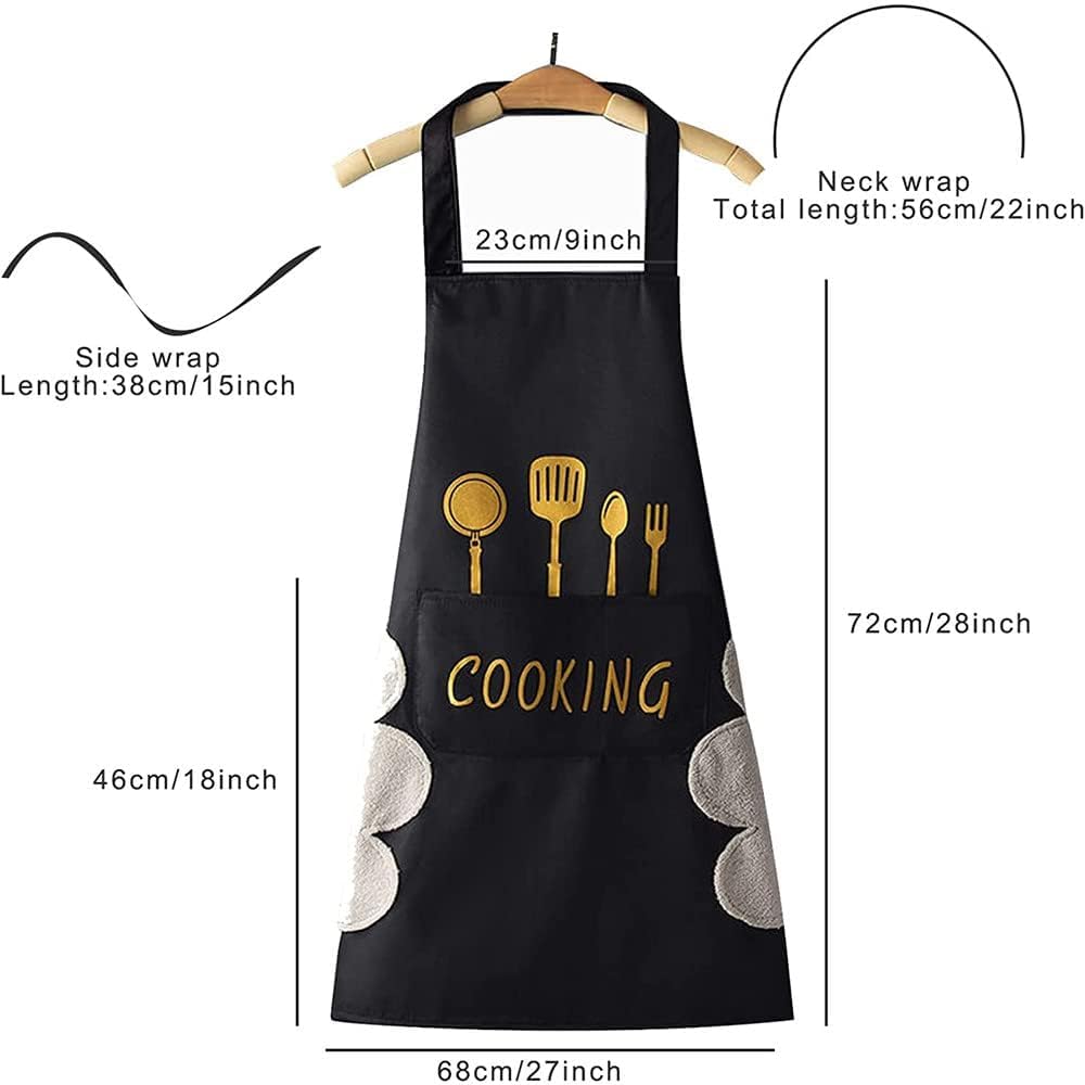 Docat Apron For Kitchen Cooking Waterproof Apron For Women Men With Pockets And Side Coral Velvet For Wiping Hands Towel Grill C