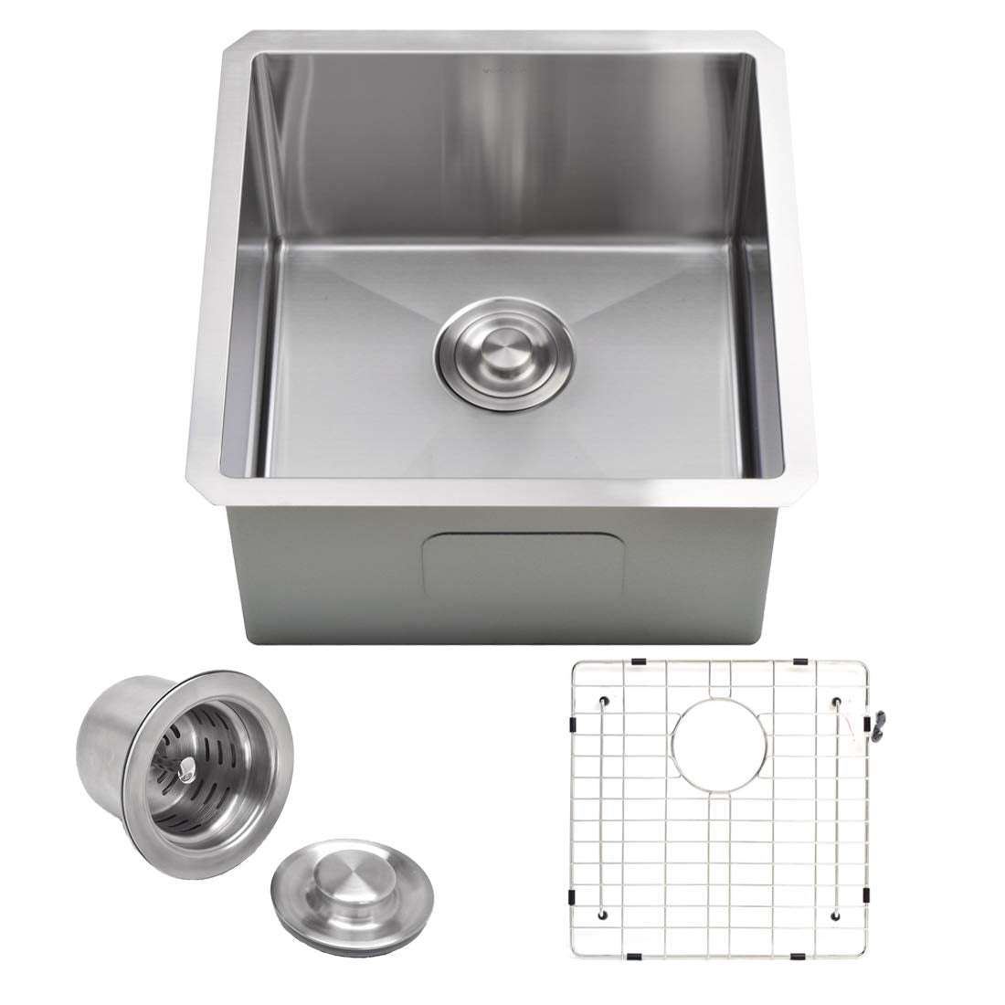 Vadania Bar Prep Sink 18-Inch, 18''X18''X10'', Single Bowl, Undermount, 18 Gauge T304 Stainless Steel, Satin Finish, With Strain
