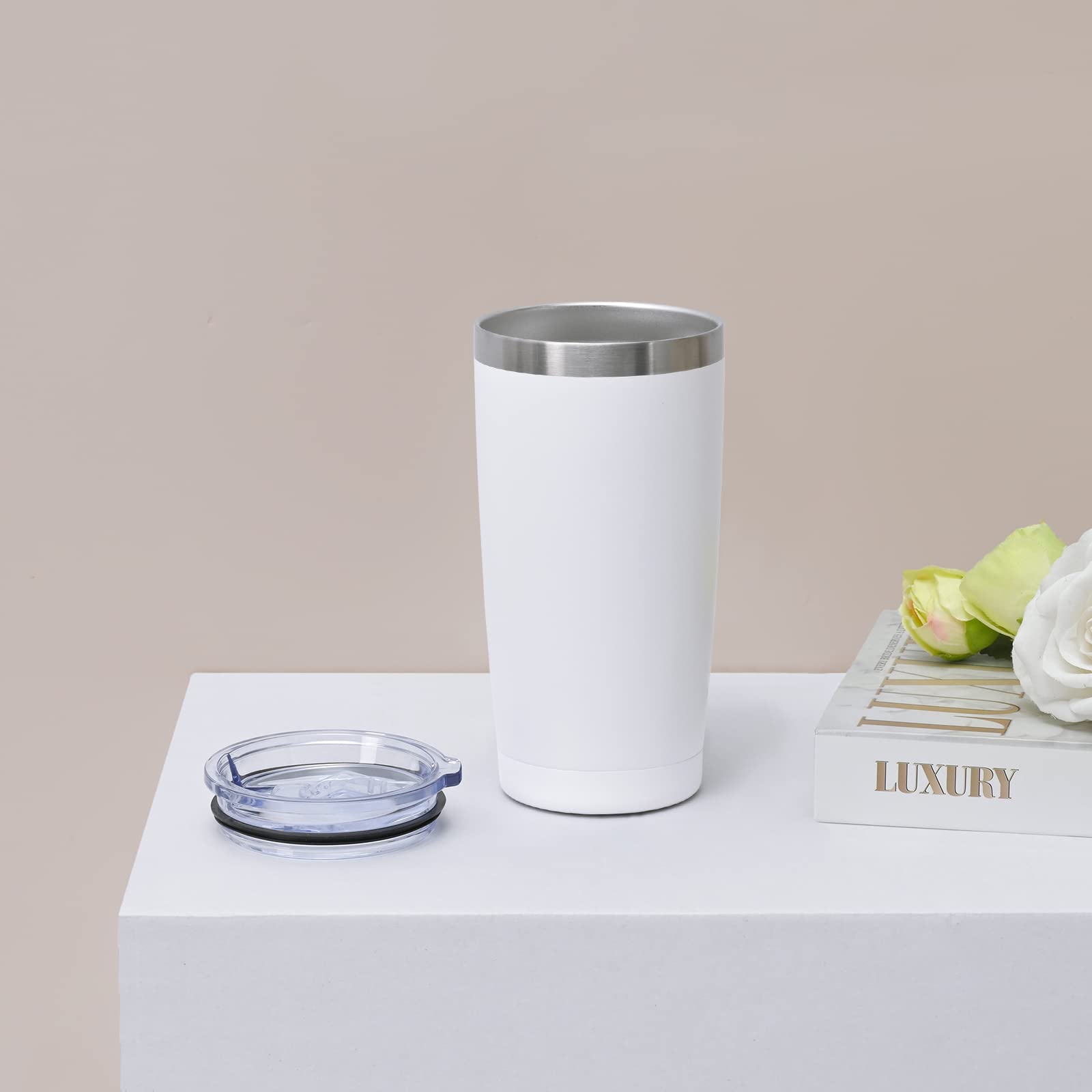 Futtumy Stainless Steel Travel Tumbler, 20 Oz Tumbler With 2 Lids And Straws, Insulated Coffee Tumbler, Double Wall Travel Tumbl