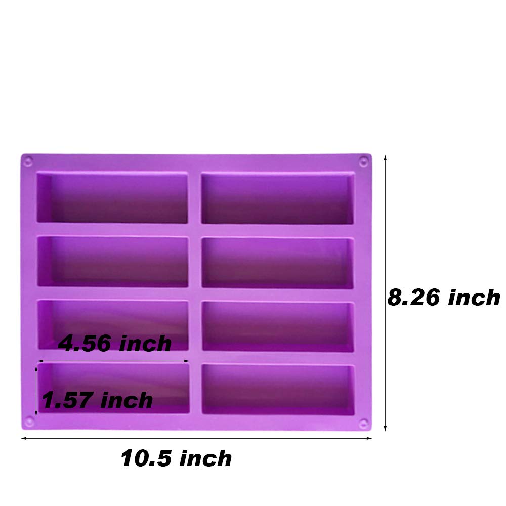 Palksky (2 Pcs) 8 Cavity Rectangle Granola Bar Silicone Mold/Nutrition/Cereal Bar Molds Energy Bar Maker For Chocolate Truffles