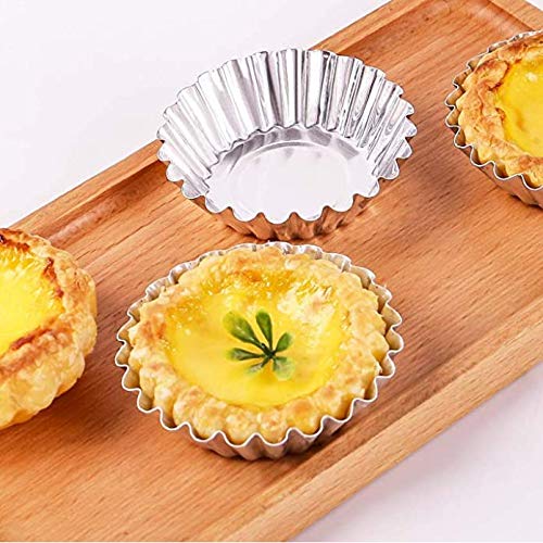 Kddom 10 Pcs Stainless Steel Mini Tart/Pie Pans Reusable Tartlet Cupcake Baking Mold For Pies Baking Tool Non Stick