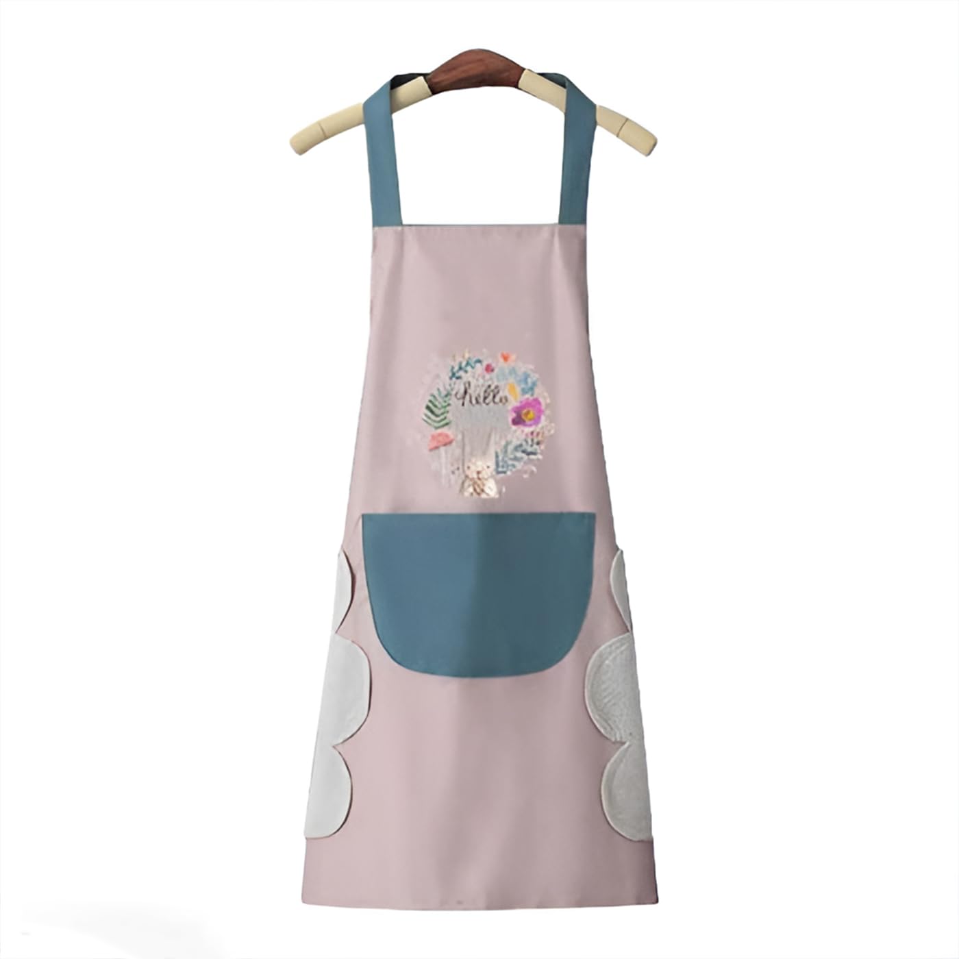 Decortwist Waterproof Cooking Apron | Unisex Adjustable Apron With Front Pocket And Neck Strap | Side Coral Velvet Hands Towel F