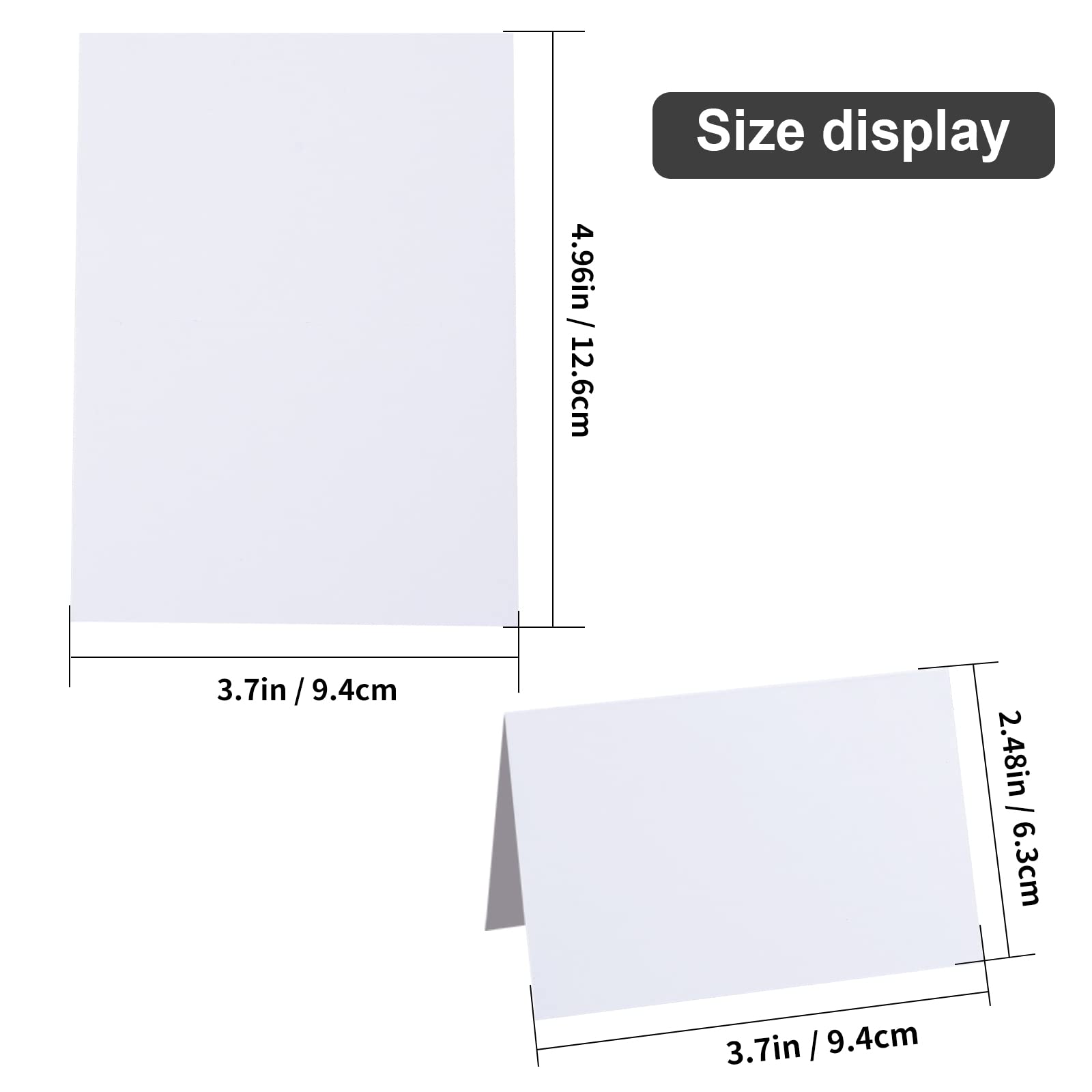 Place Cards For Table Setting - 50 Pcs White Blank Tent Place Cards For Weddings, Name Tents Placecards 3.7'' X 2.48''(Folded)