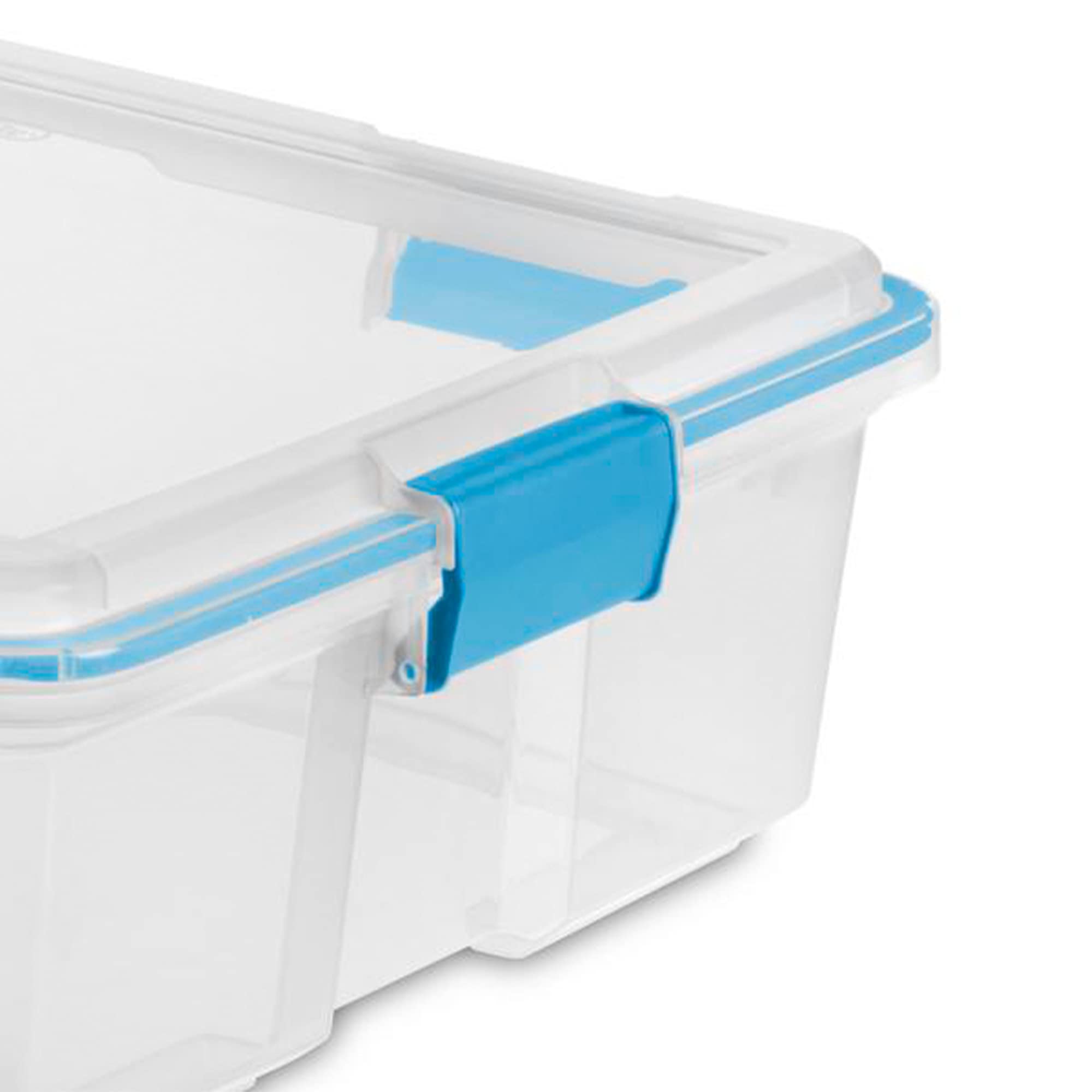 Sterilite 37 Qt Gasket Box, Stackable Storage Bin With Latching Lid And Tight Seal, Plastic Container To Organize Basement, Clea