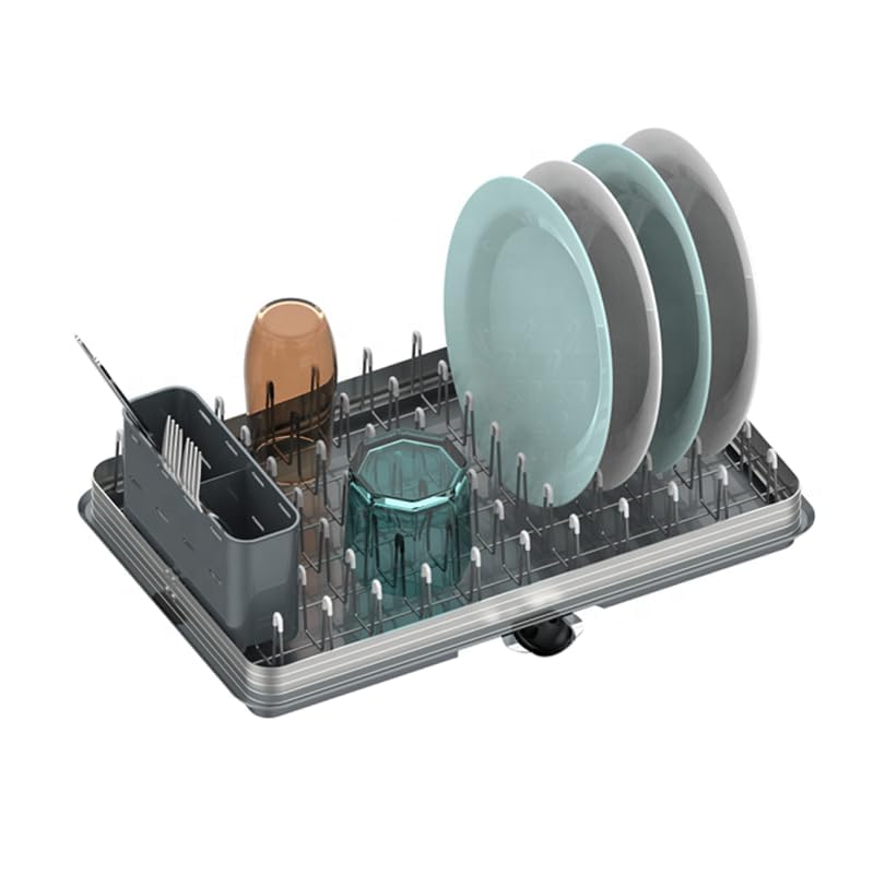 Trench Kitchen Dish Rack  3 In 1 Large Aluminum Sink Dish Rack For Kitchen | Dish Rack With Plate & Cutlery Stand | Plastic Rus
